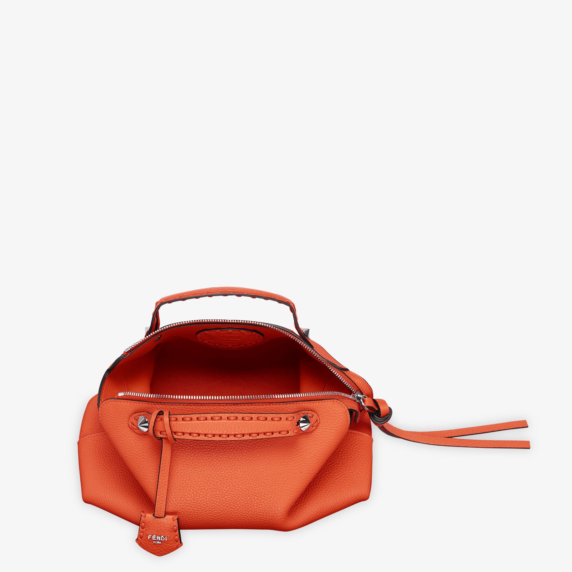 By The Way Selleria Medium Orange Selleria bag with 192 hand-sewn topstitches