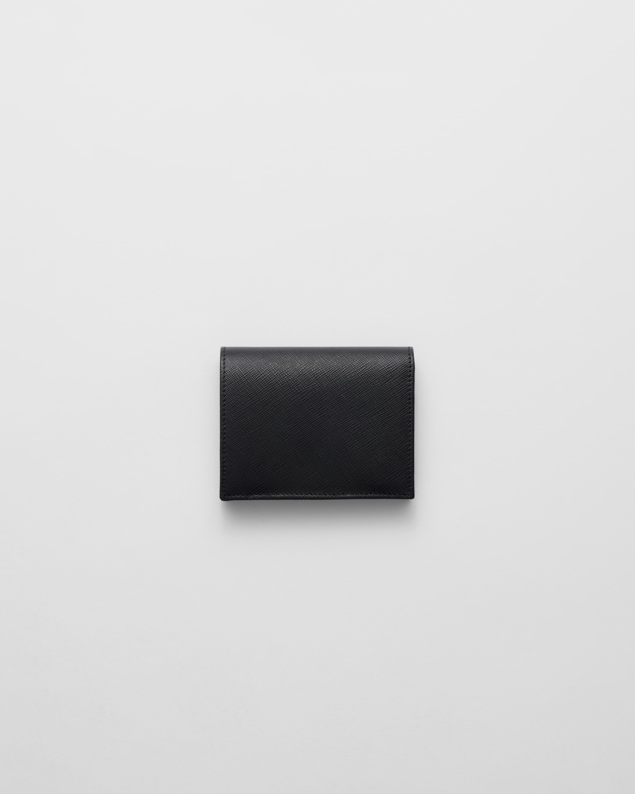 Small Saffiano Leather Wallet Black/Hibiscus