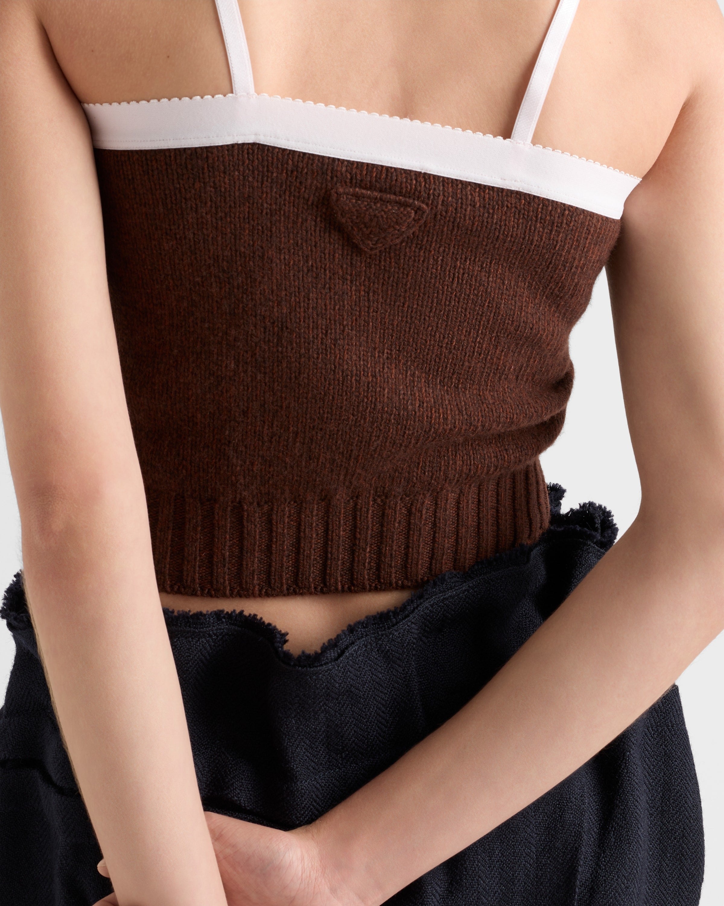 Cashmere and wool top Dark Brown