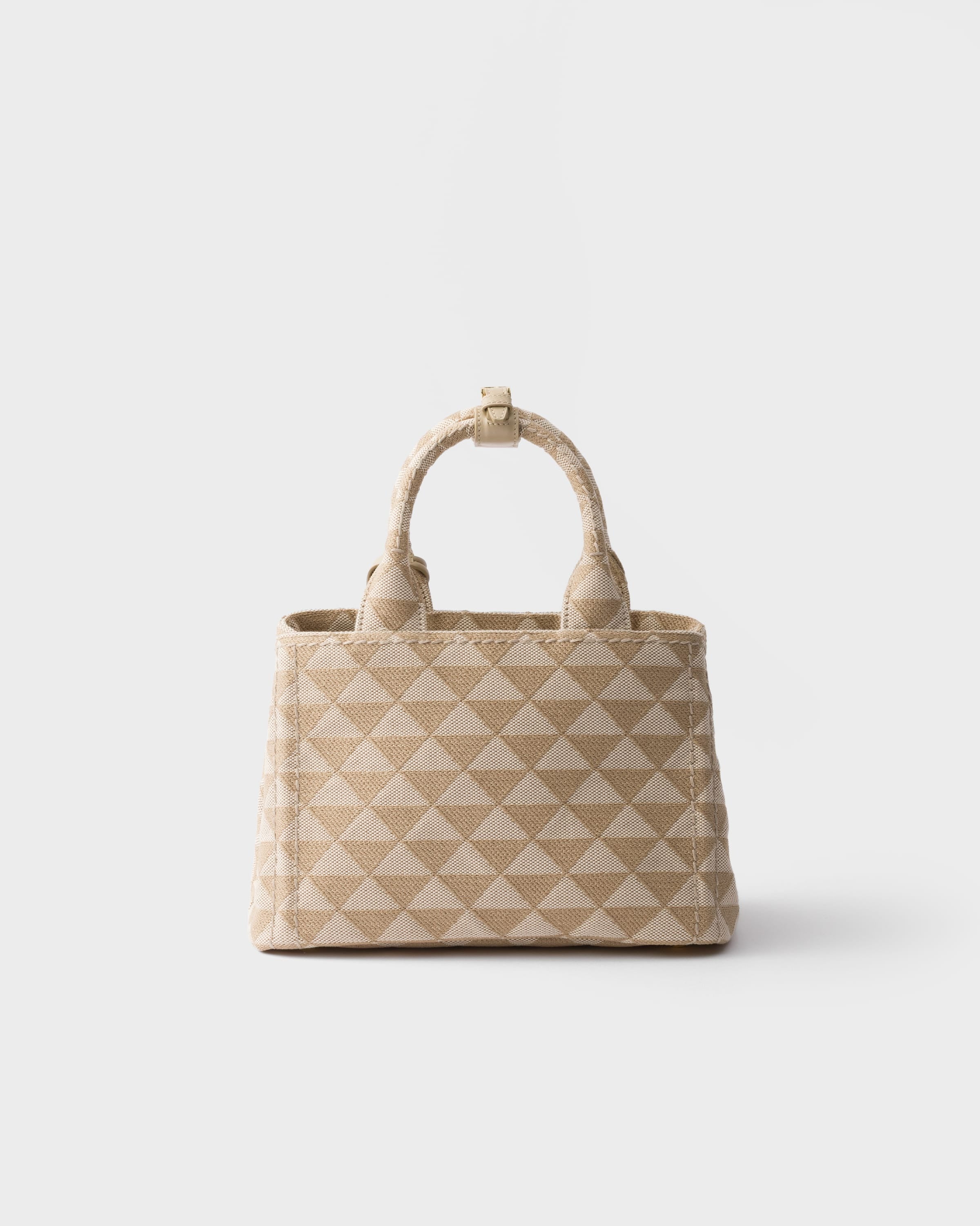 Small embroidered fabric handbag Tan/Sandy Beige