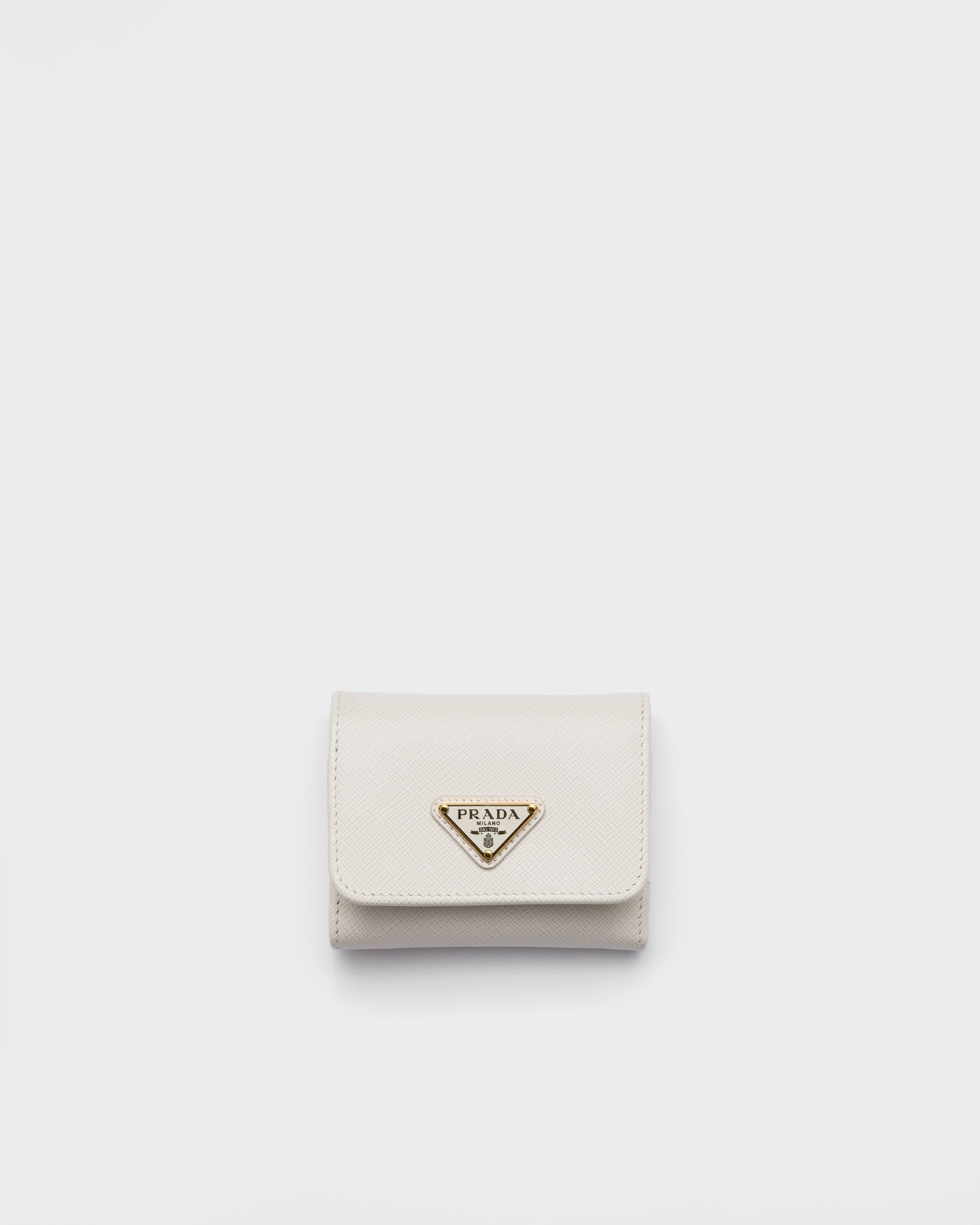 Small Saffiano leather wallet Chalk White