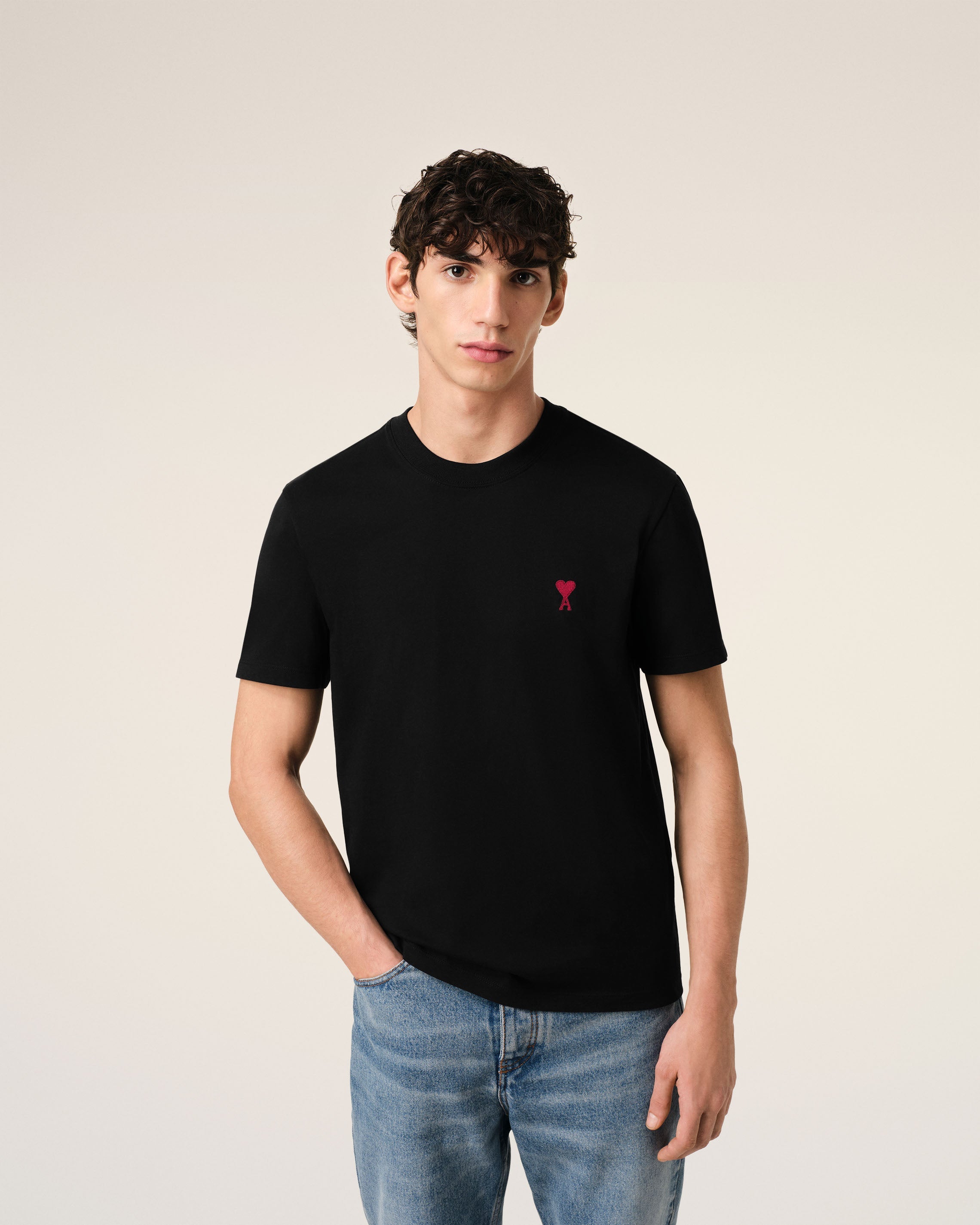 BLACK COTTON AMI DE COEUR T-SHIRT BLACK