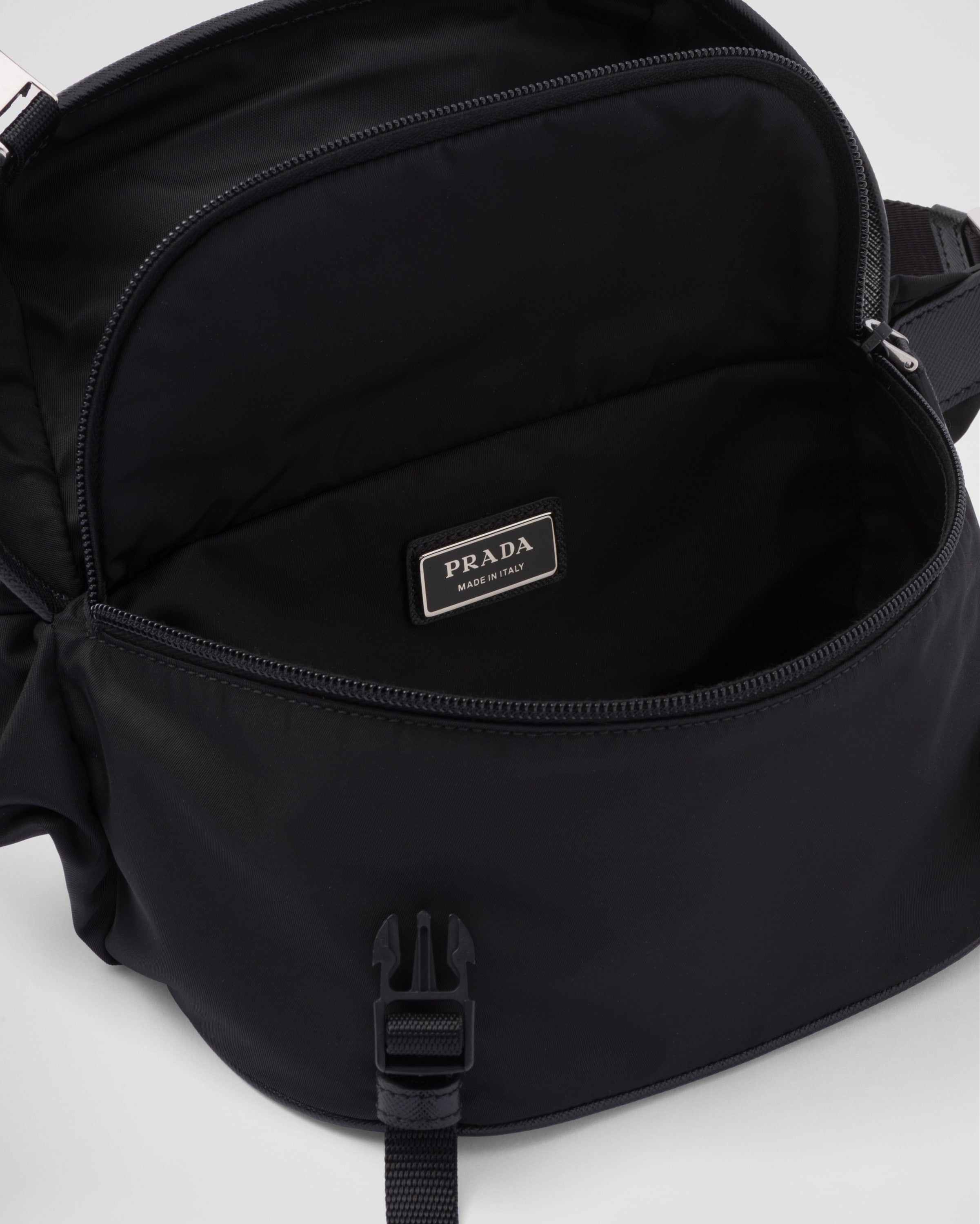 Re-Nylon and Saffiano leather shoulder bag Black
