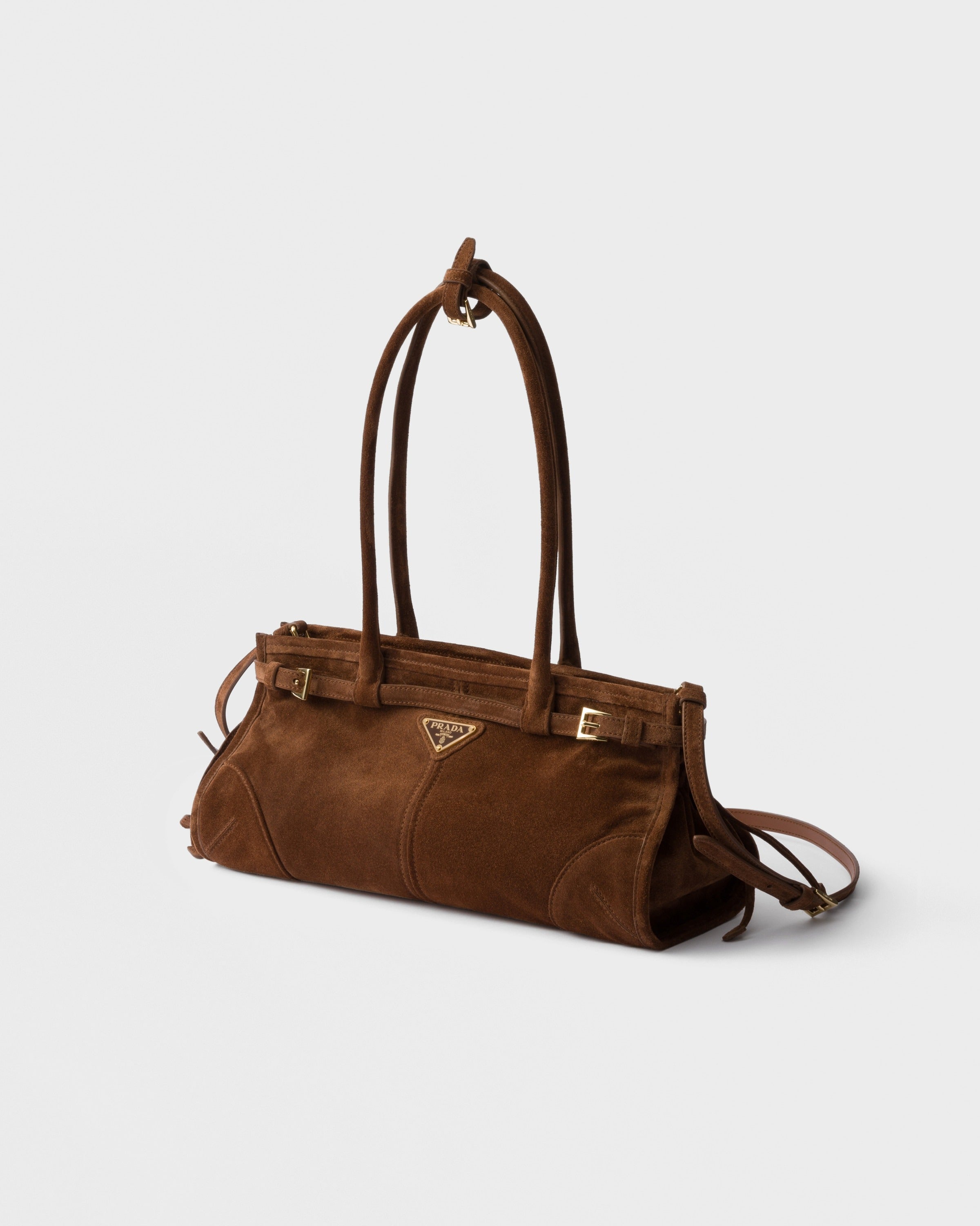 Prada Bonnie medium suede handbag Cocoa Brown