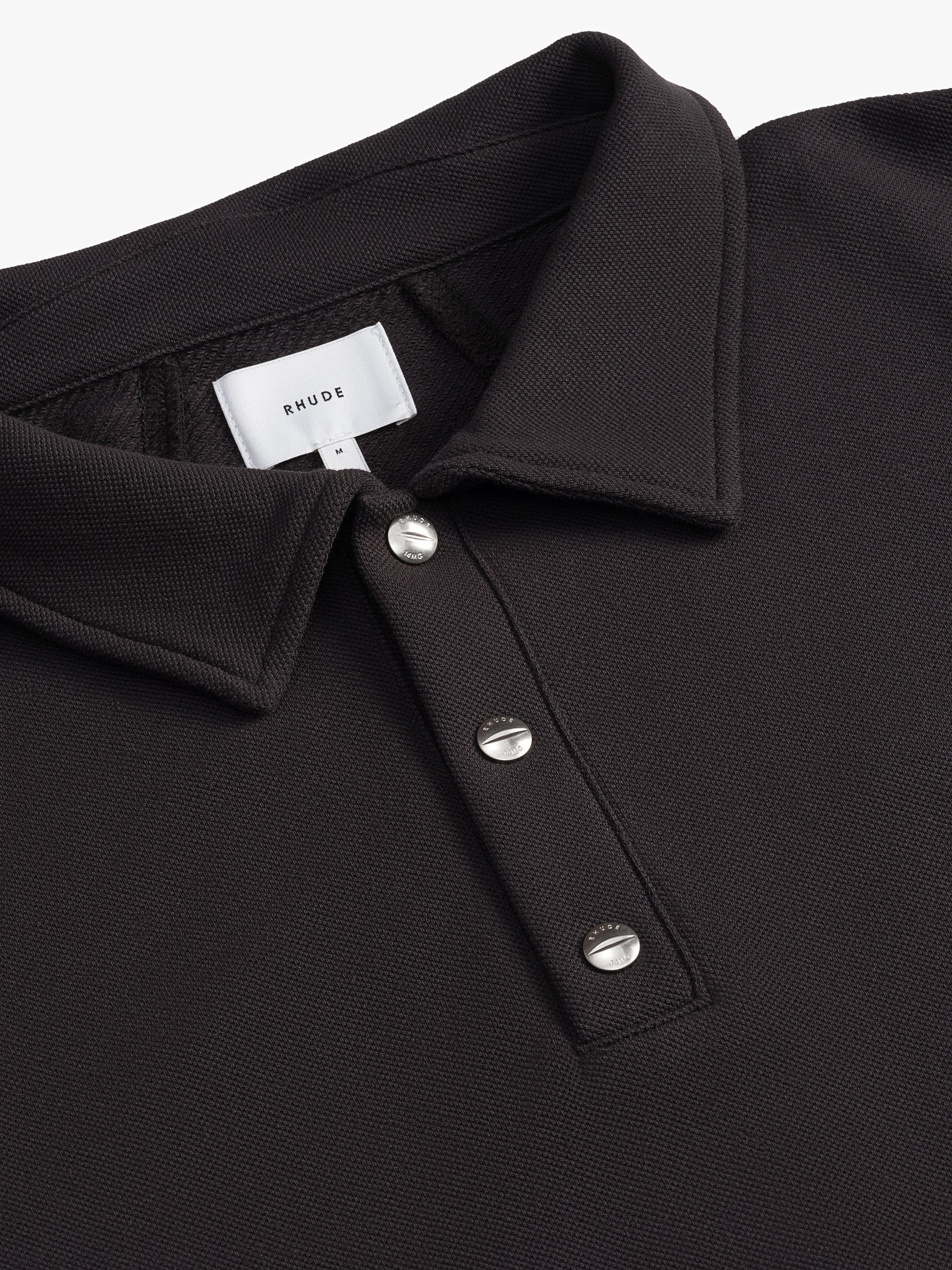 PIQUE SNAP SHORT SLEEVE POLO - BLACK