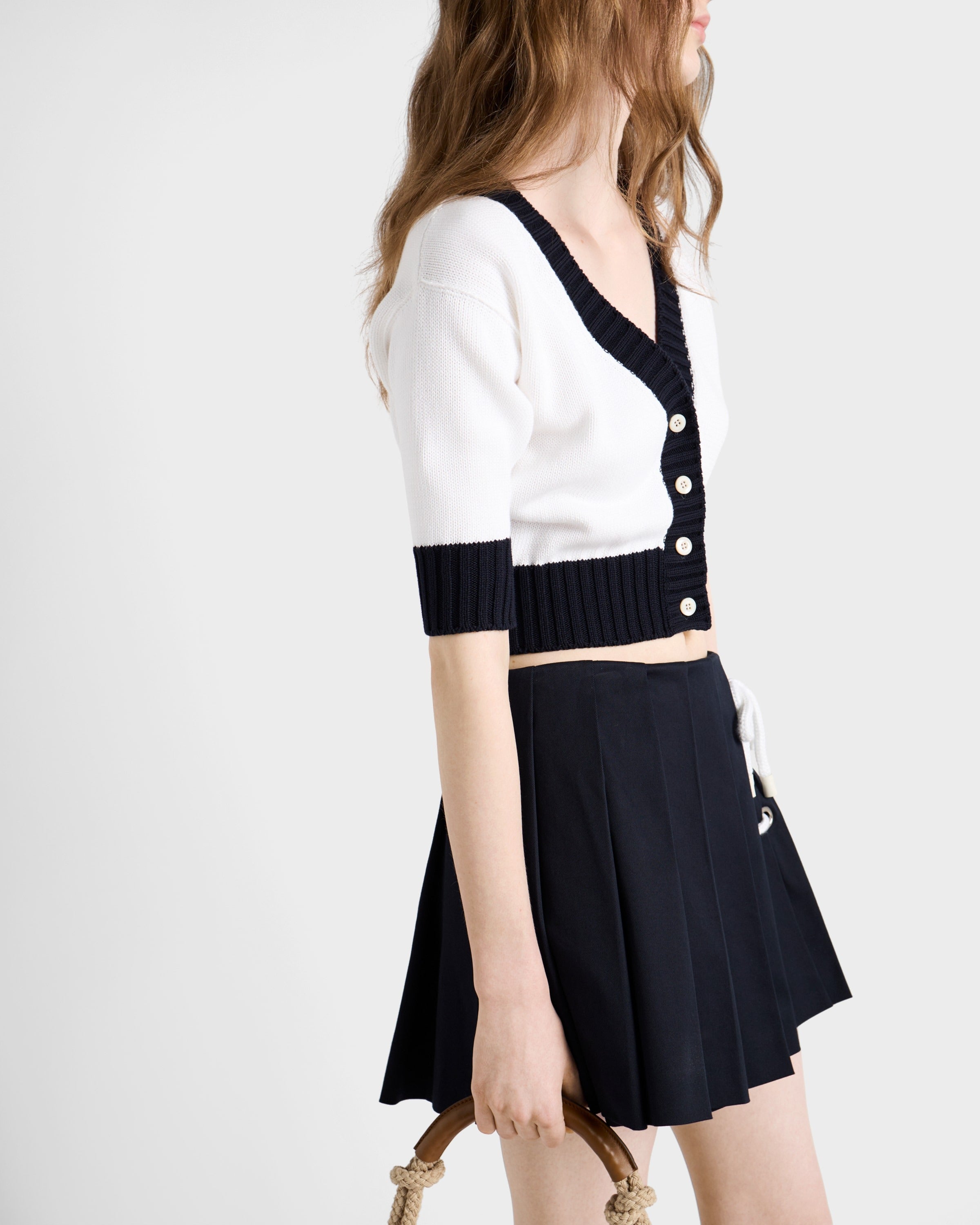 Cotton cardigan White/Blue