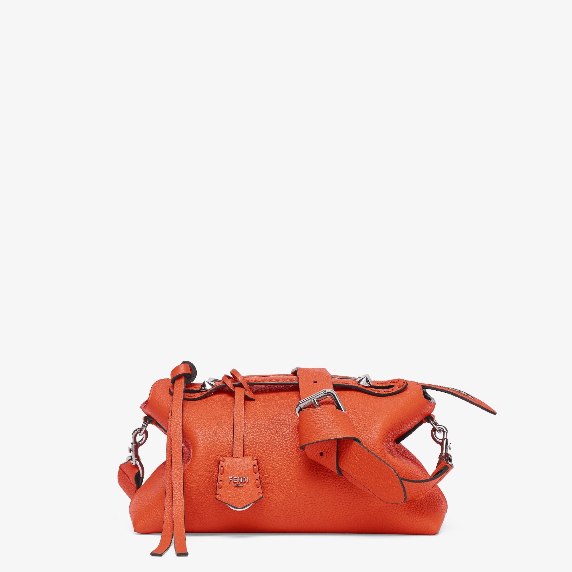 By The Way Selleria Medium Orange Selleria bag with 192 hand-sewn topstitches