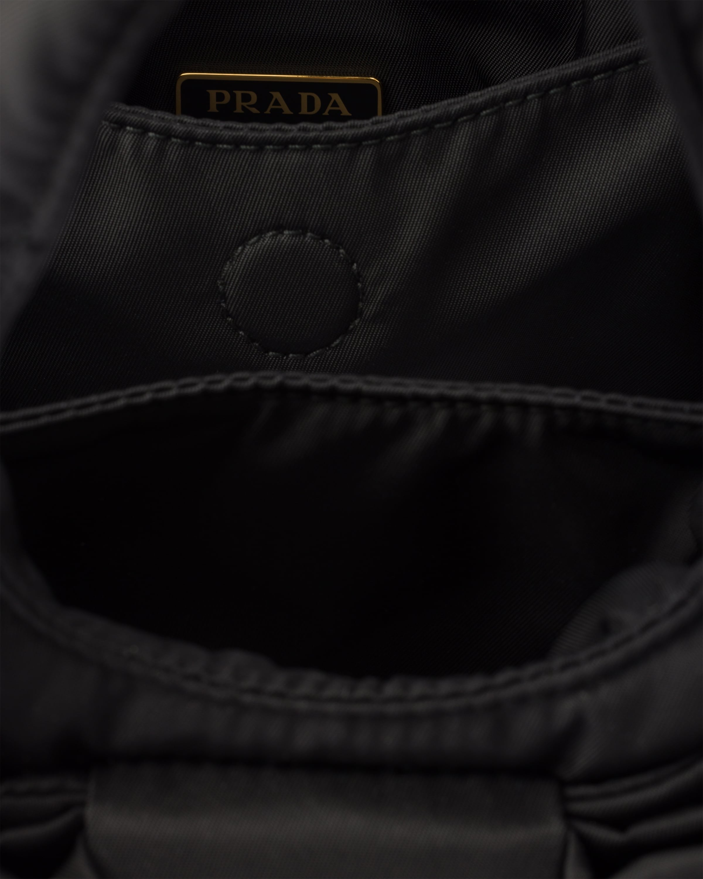 Padded Re-Nylon mini-bag with bow Black