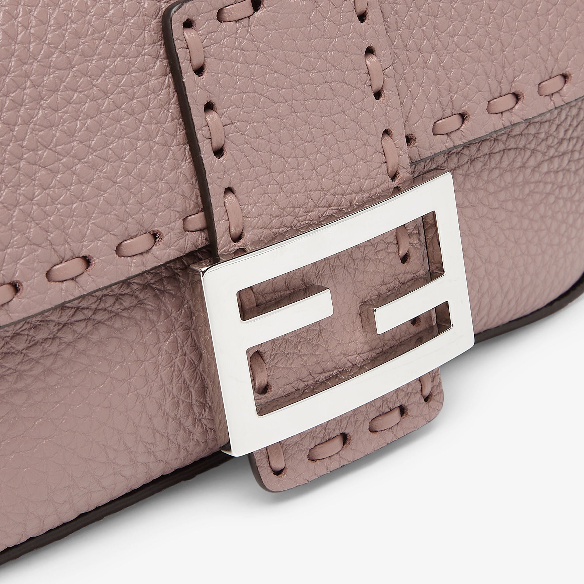 Baguette Mini Mauve pink Selleria bag with 309 hand-sewn topstitches