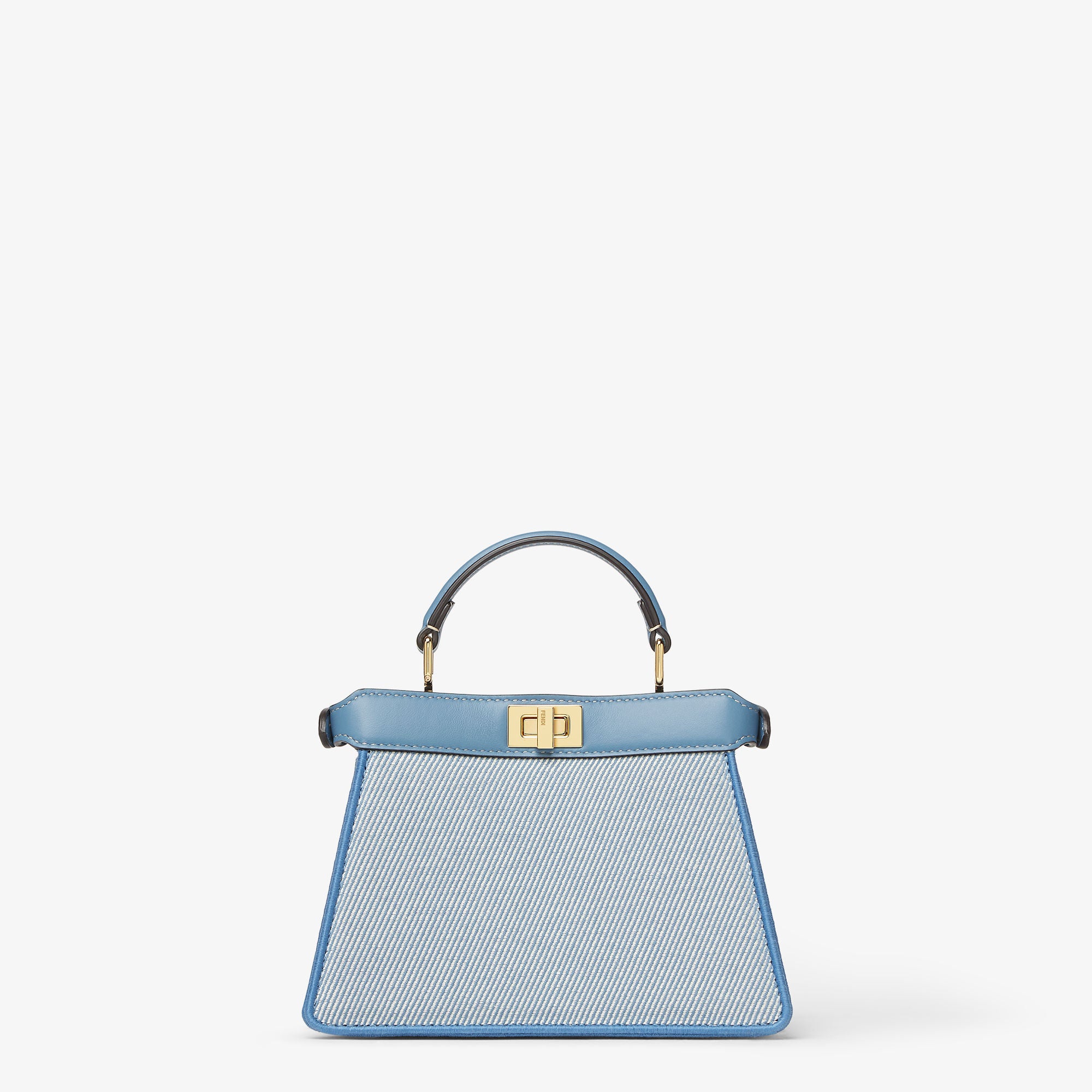 Peekaboo ISeeU Petite Fendi Flower Bouquet blue denim-effect jacquard bag