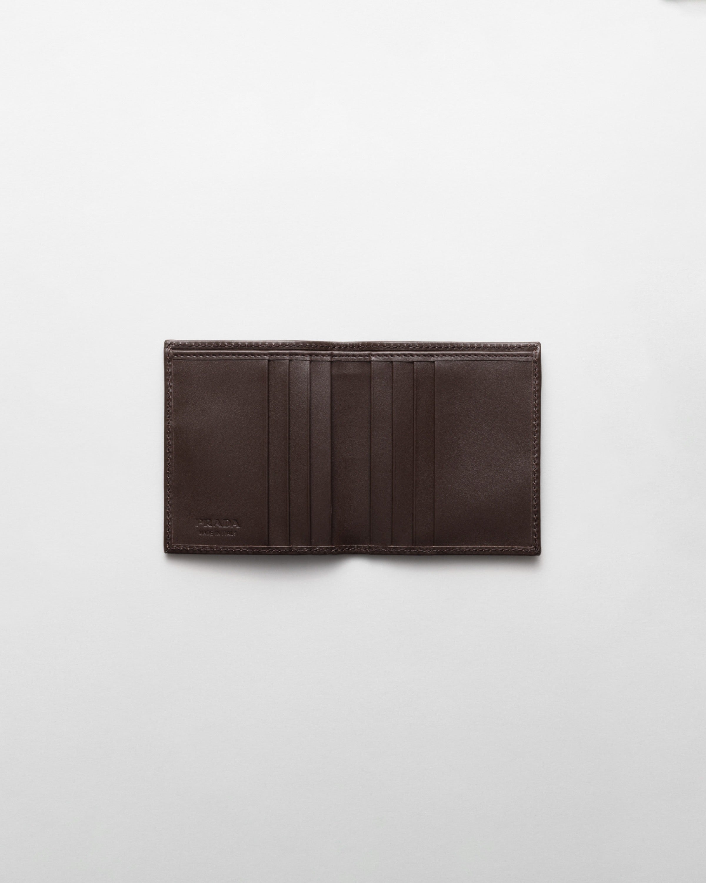 Re-Nylon and leather wallet Blue/Coffee