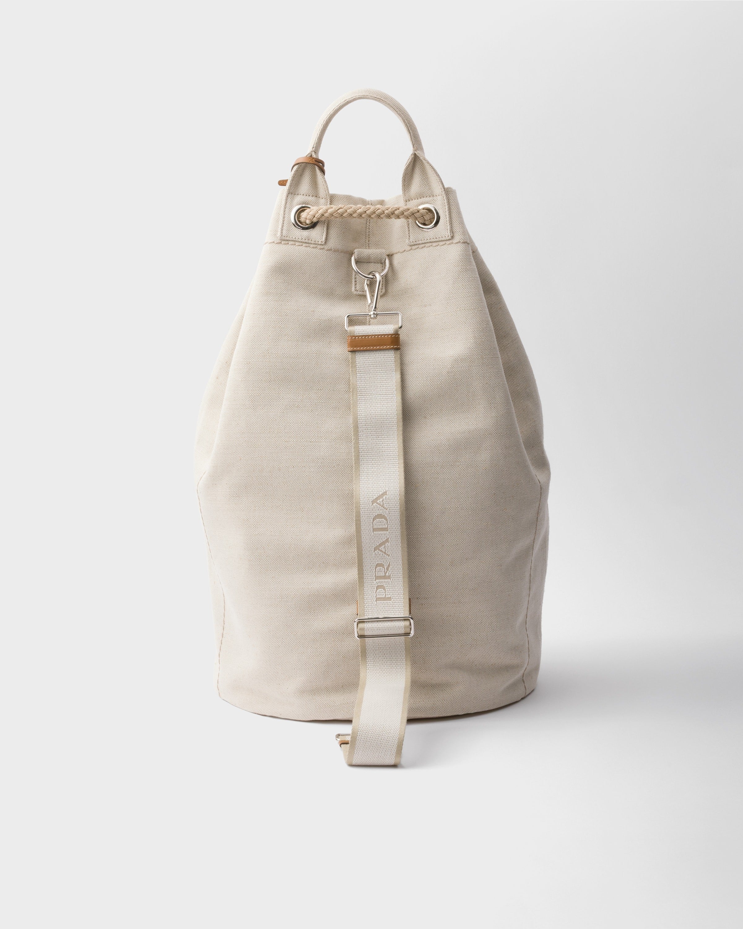 Linen blend drawstring duffel bag Natural