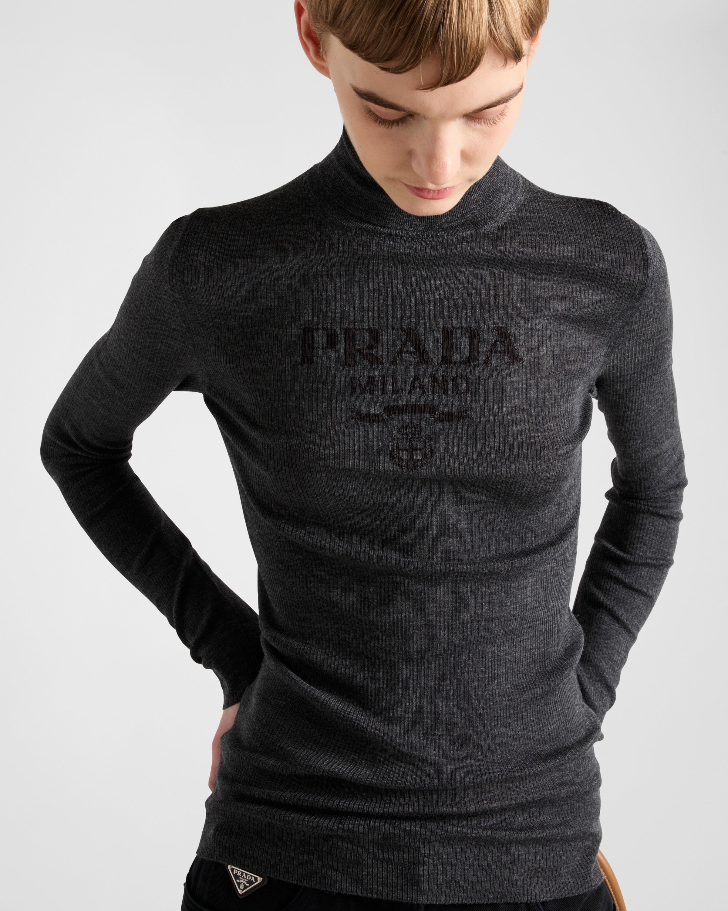 Superfine wool turtleneck sweater Anthracite Gray