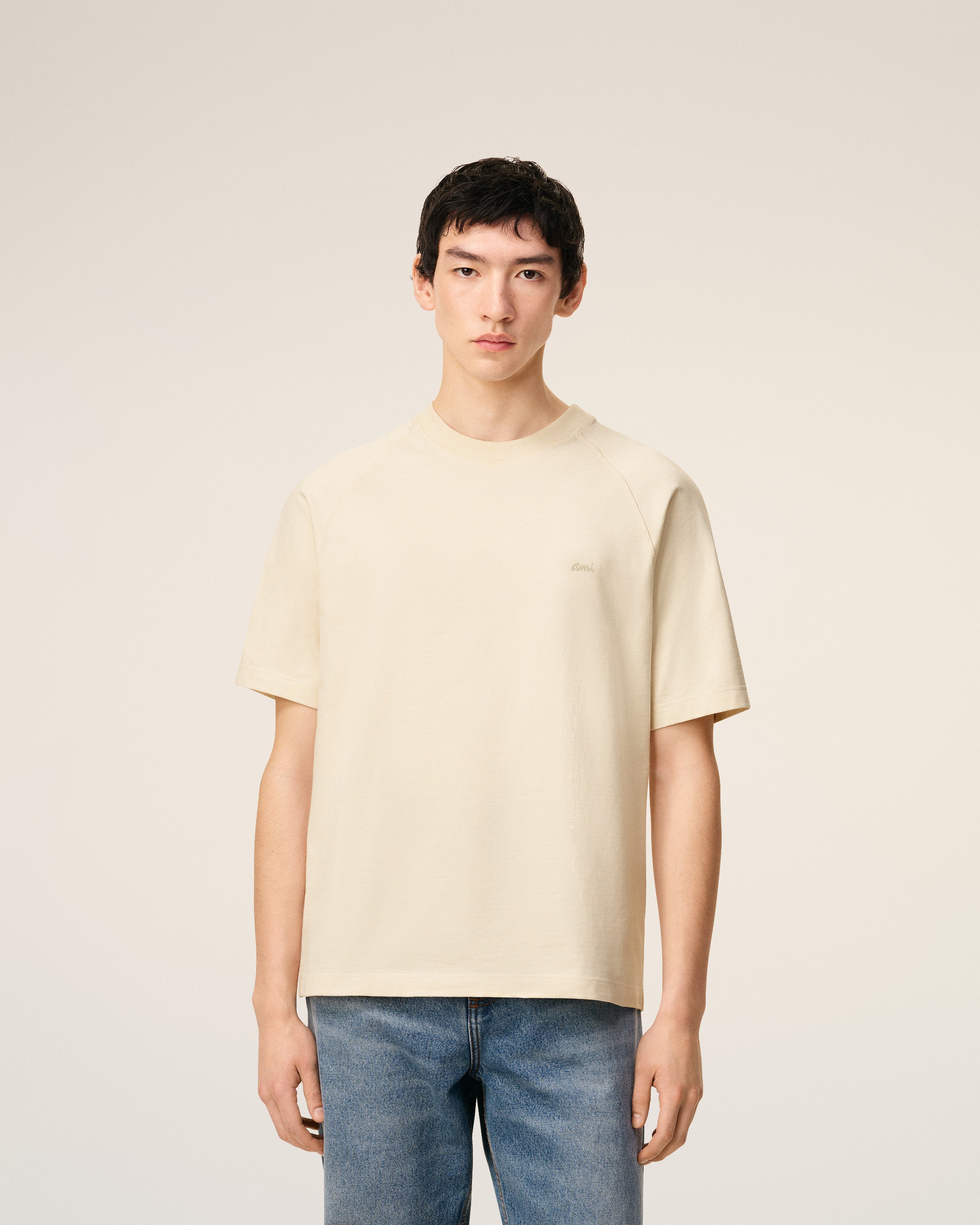 White Cotton Short Sleeves T-shirt IVORY