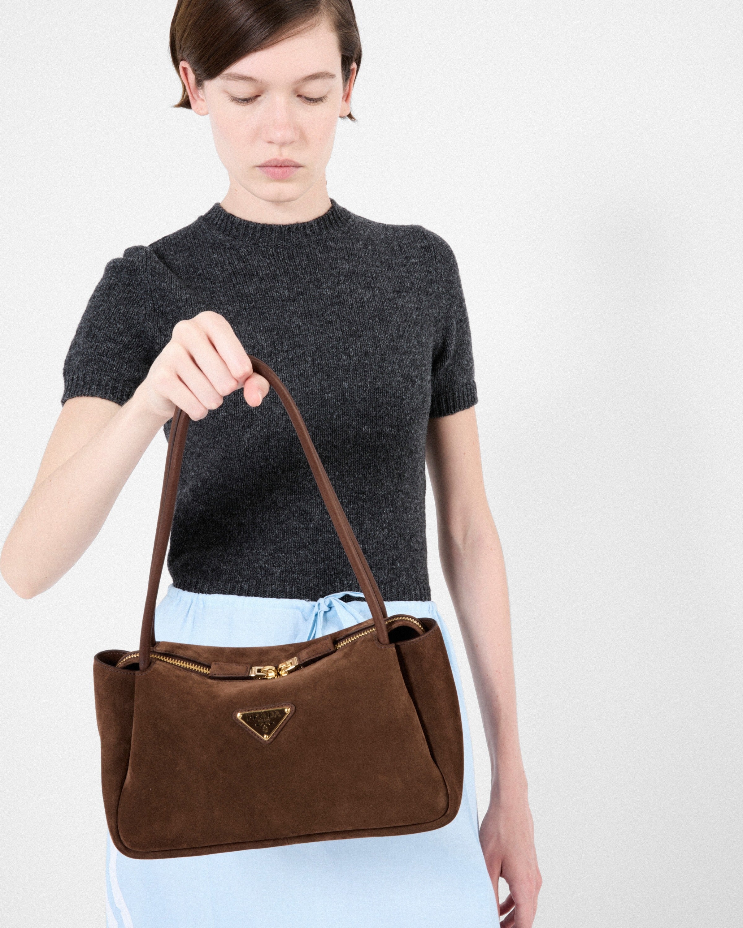 Short-sleeved cashmere sweater Slate Gray