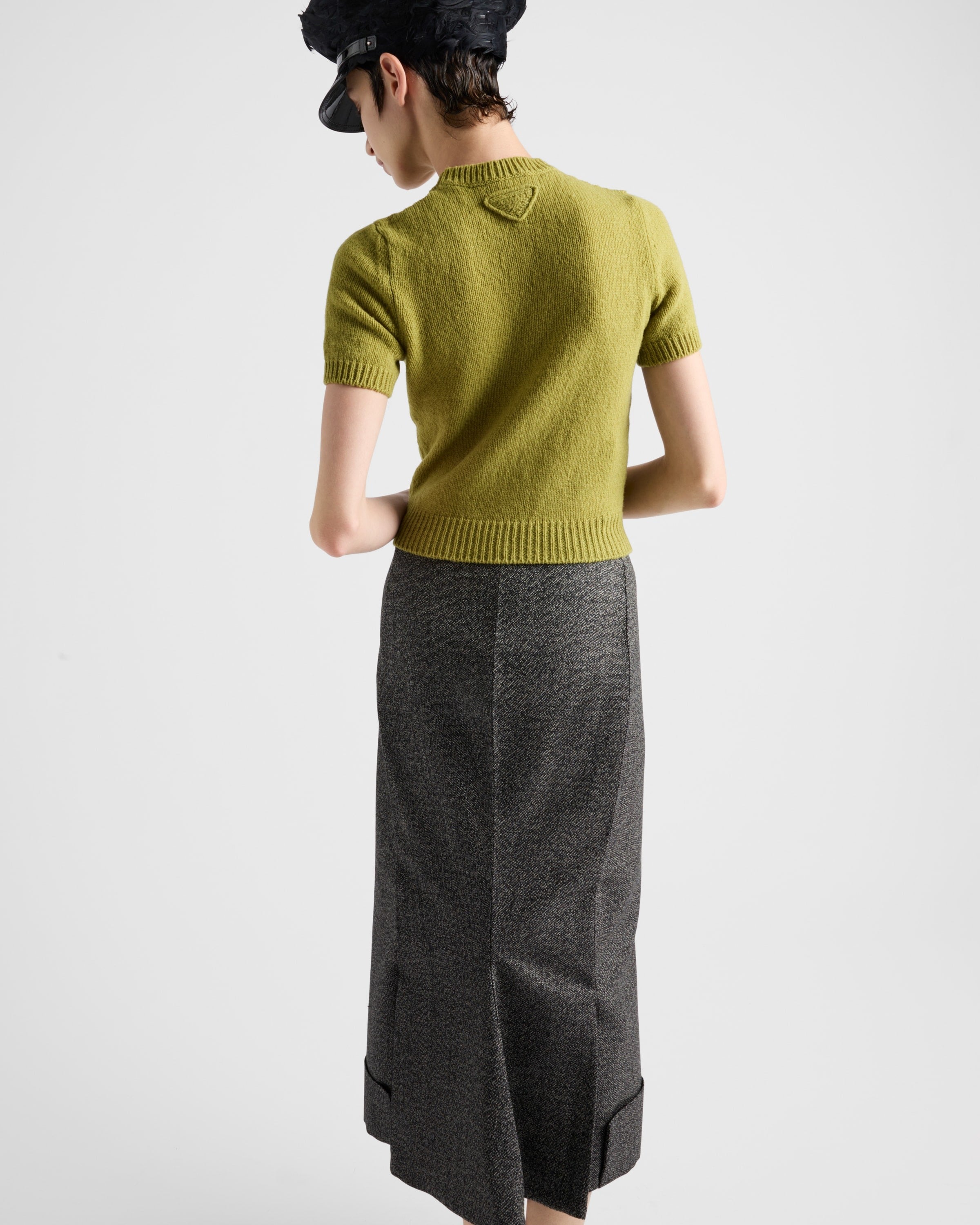 Short-sleeved cashmere sweater Pistachio Green