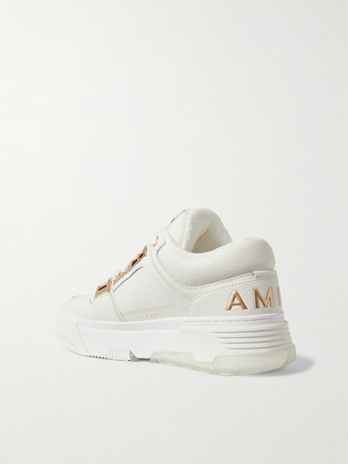 AMIRI - MA-1 Embellished Metallic Full-Grain Leather Sneakers - White