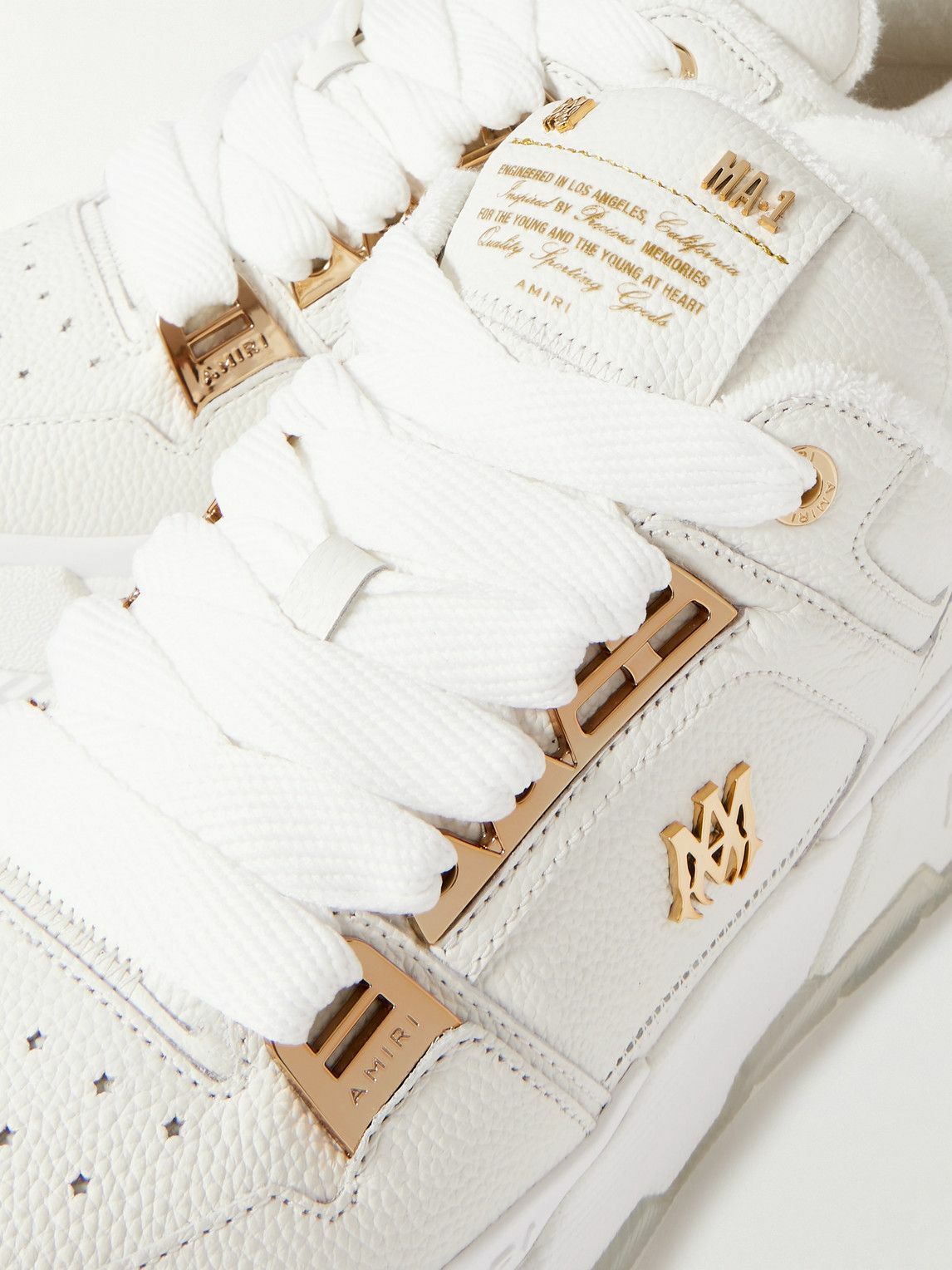 AMIRI - MA-1 Embellished Metallic Full-Grain Leather Sneakers - White