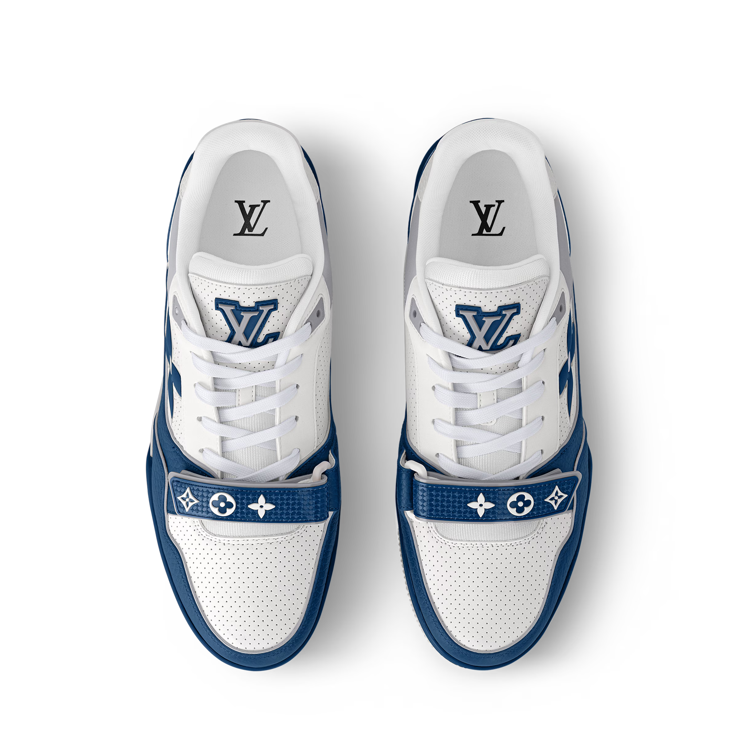LV Trainer Sneaker Leather Velcro Stap Blue
