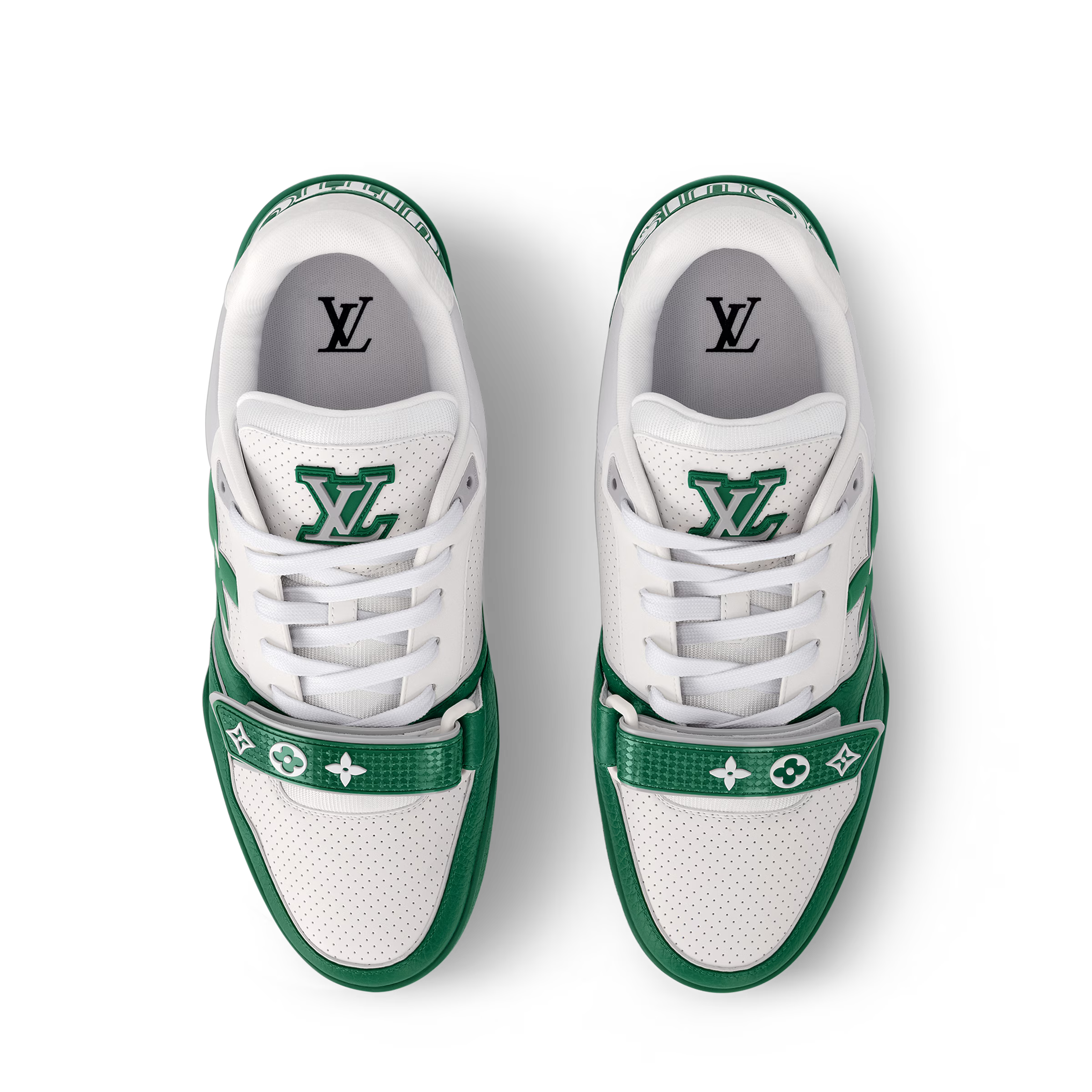 LV Trainer Sneaker Leather Velcro Stap Green