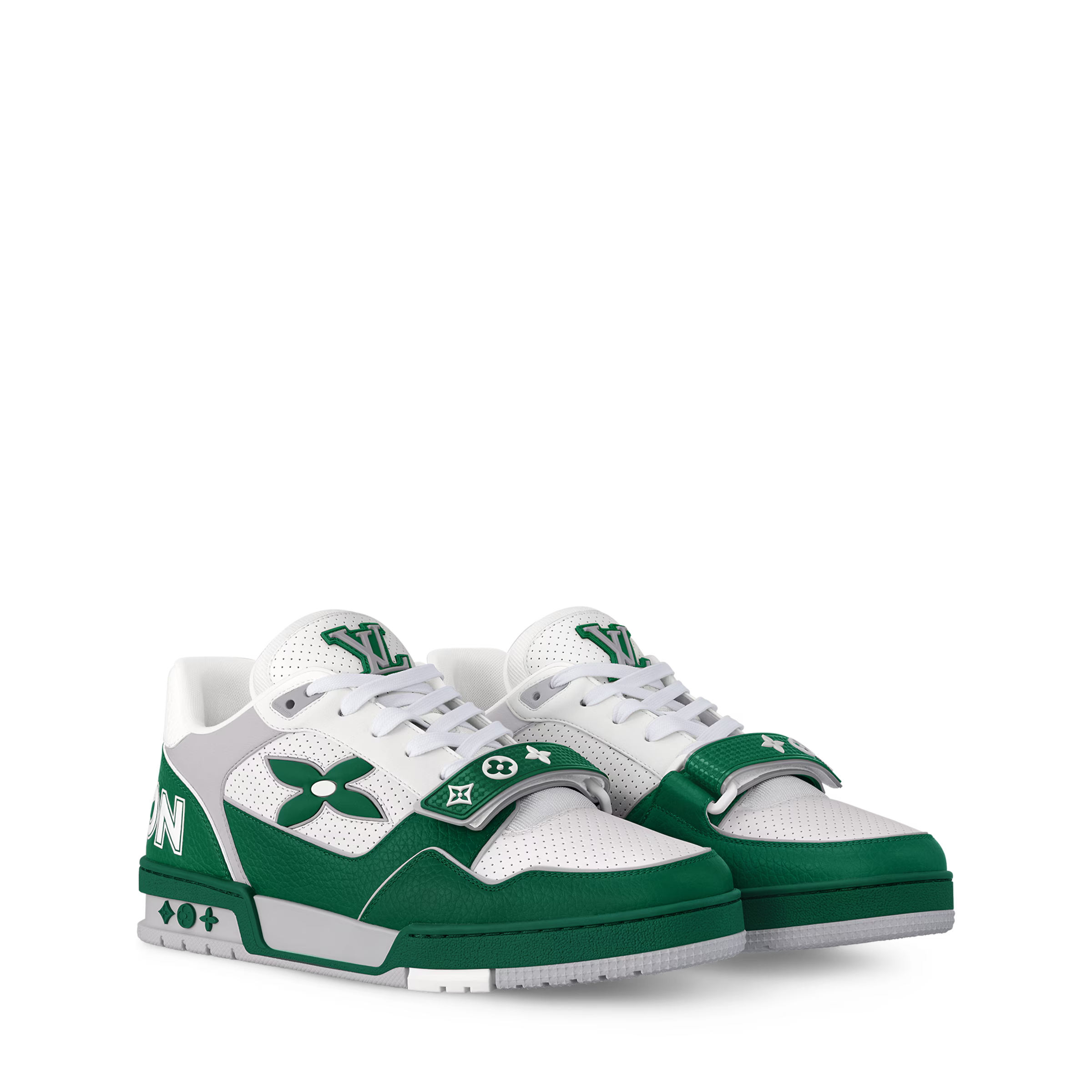 LV Trainer Sneaker Leather Velcro Stap Green