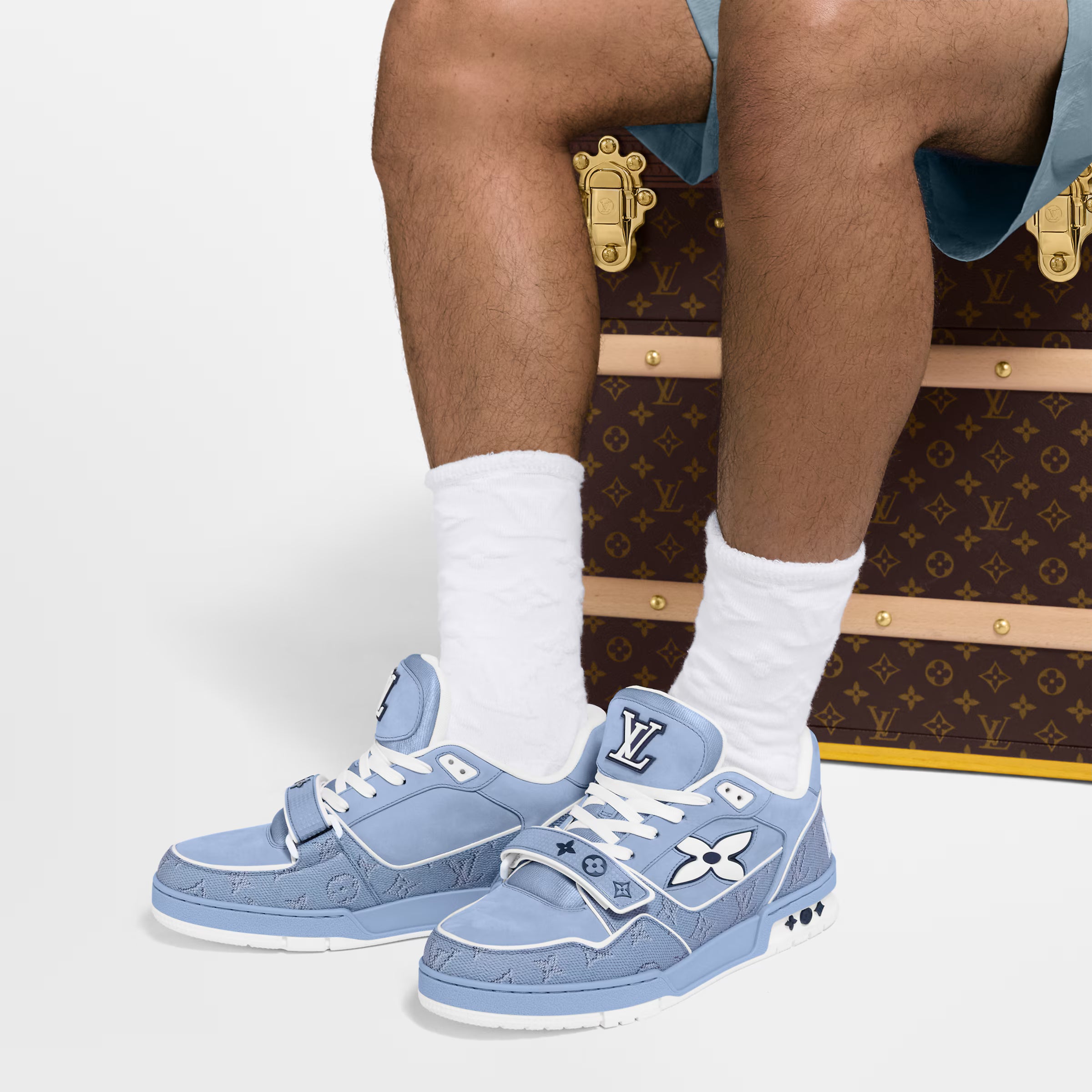 LV Trainer Sneaker Velcro Stap Blue