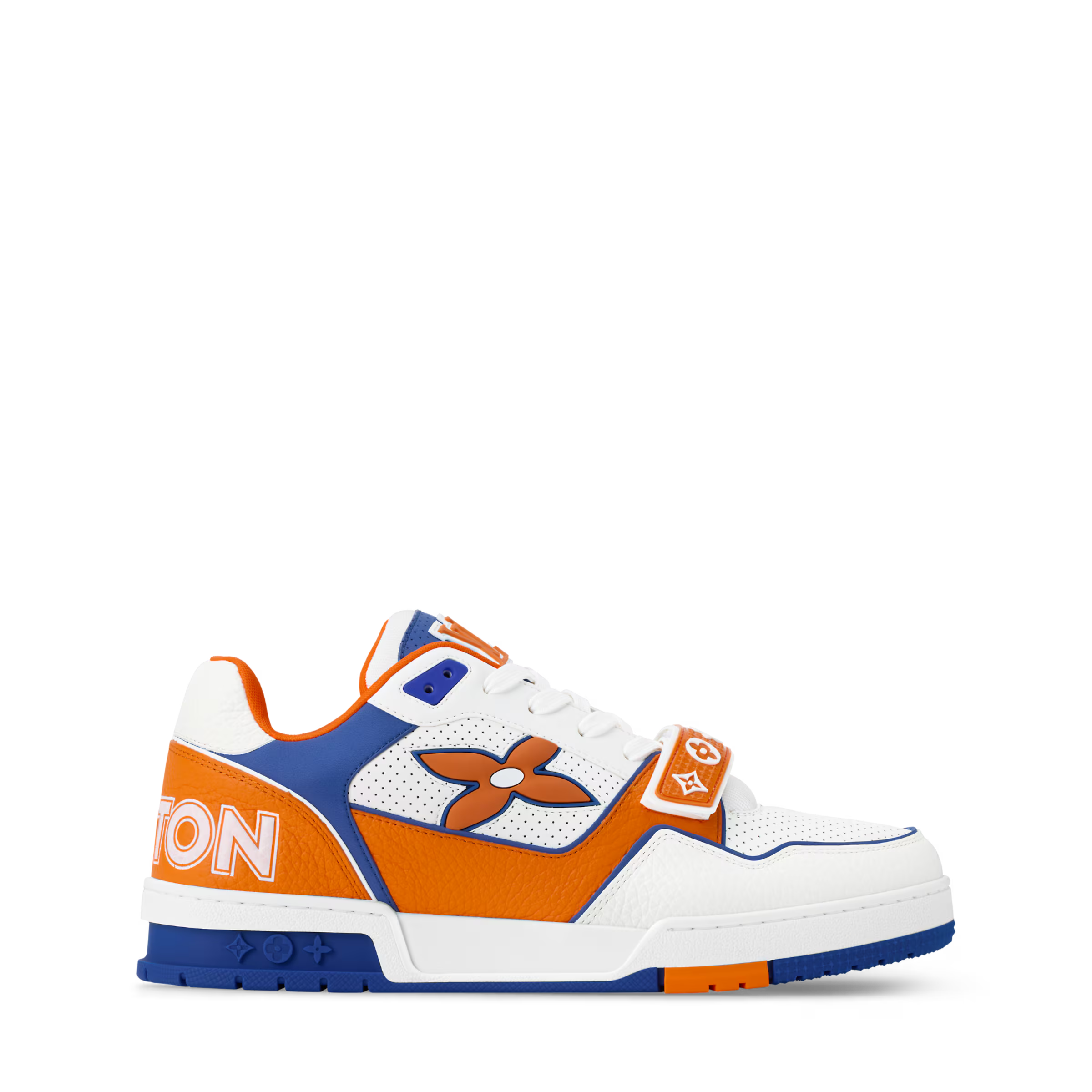 LV Trainer Sneaker Leather Velcro Stap Orange