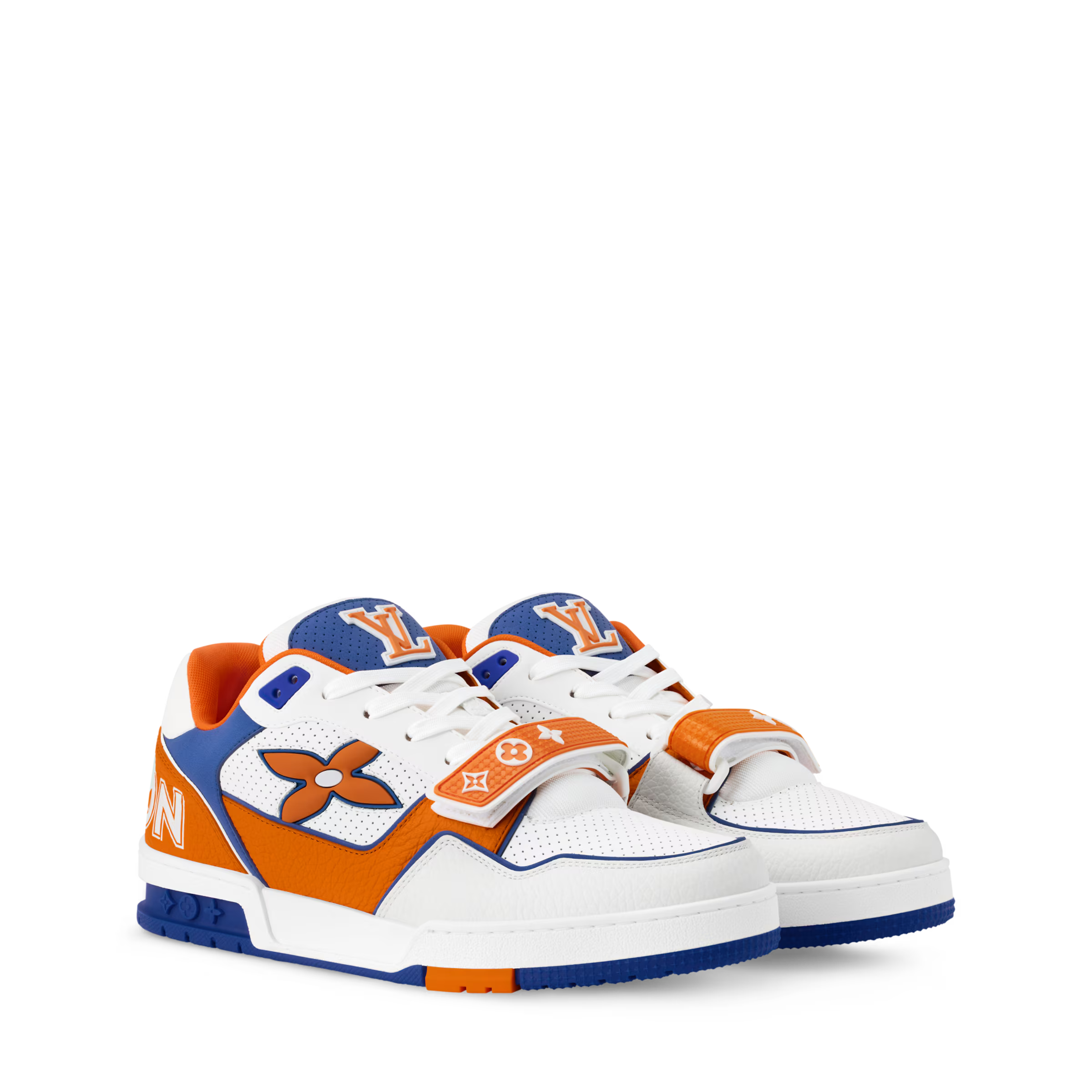 LV Trainer Sneaker Leather Velcro Stap Orange