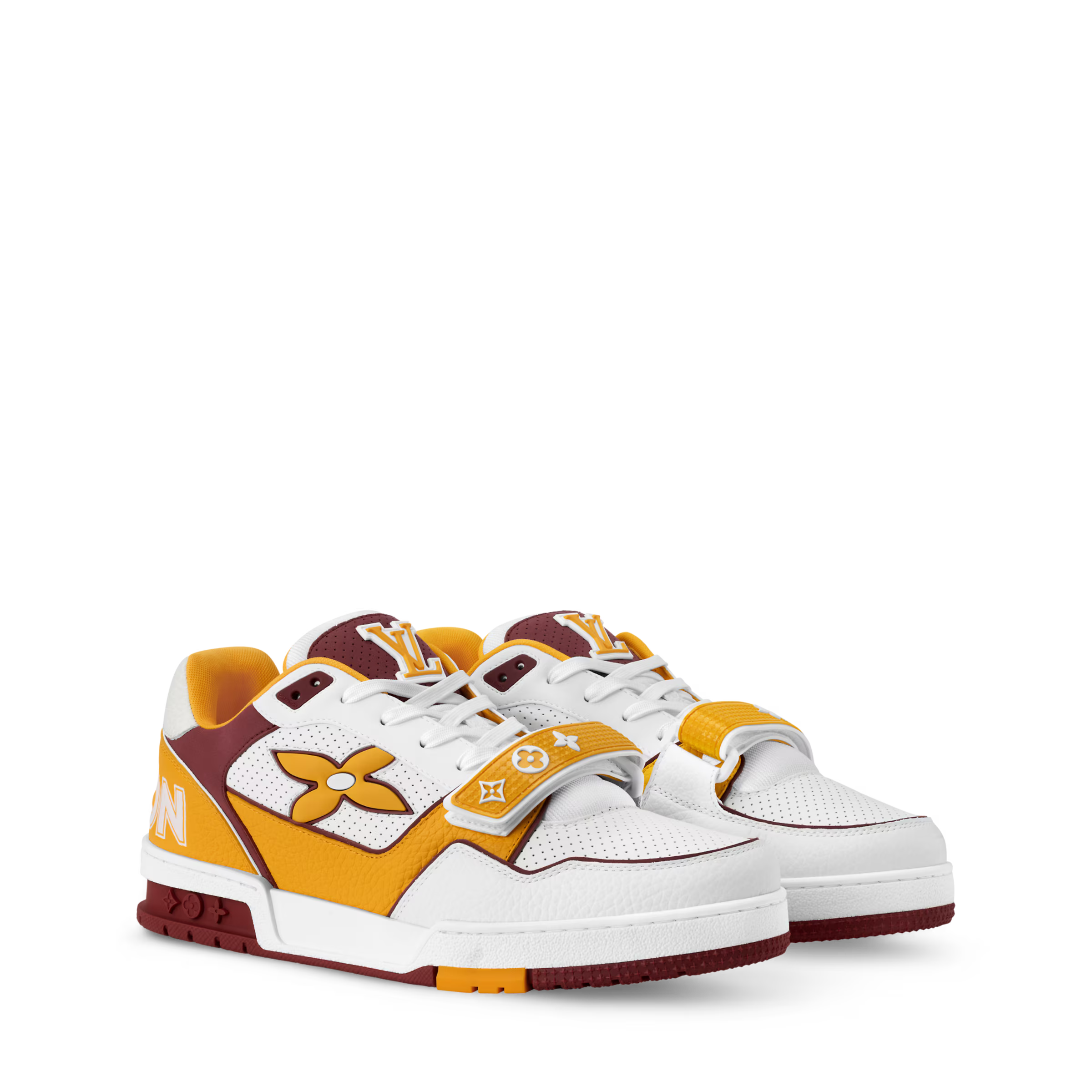 LV Trainer Sneaker Leather Velcro Stap Yellow