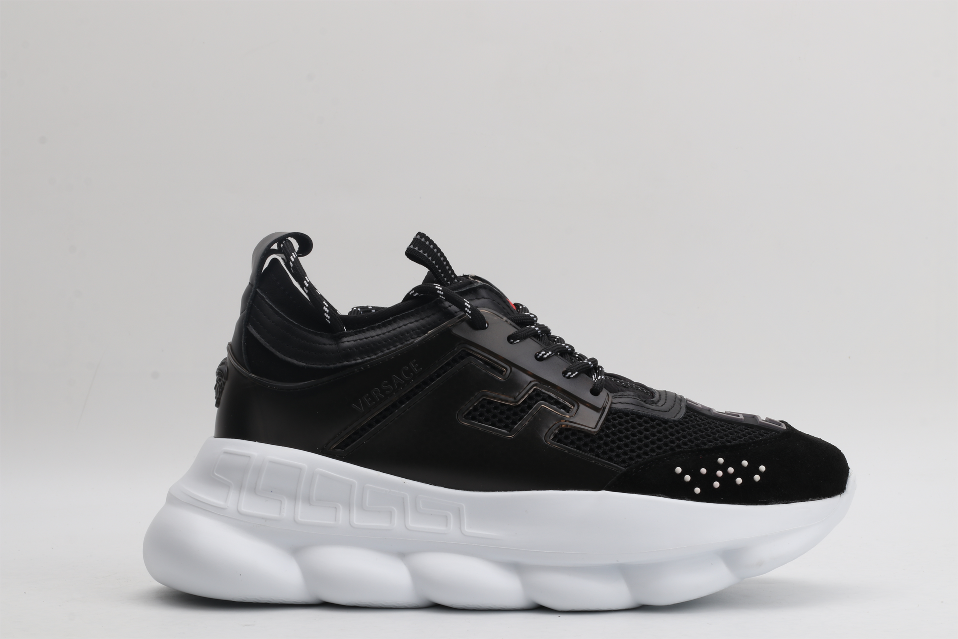 Versace Chain Reaction Trainers Black White