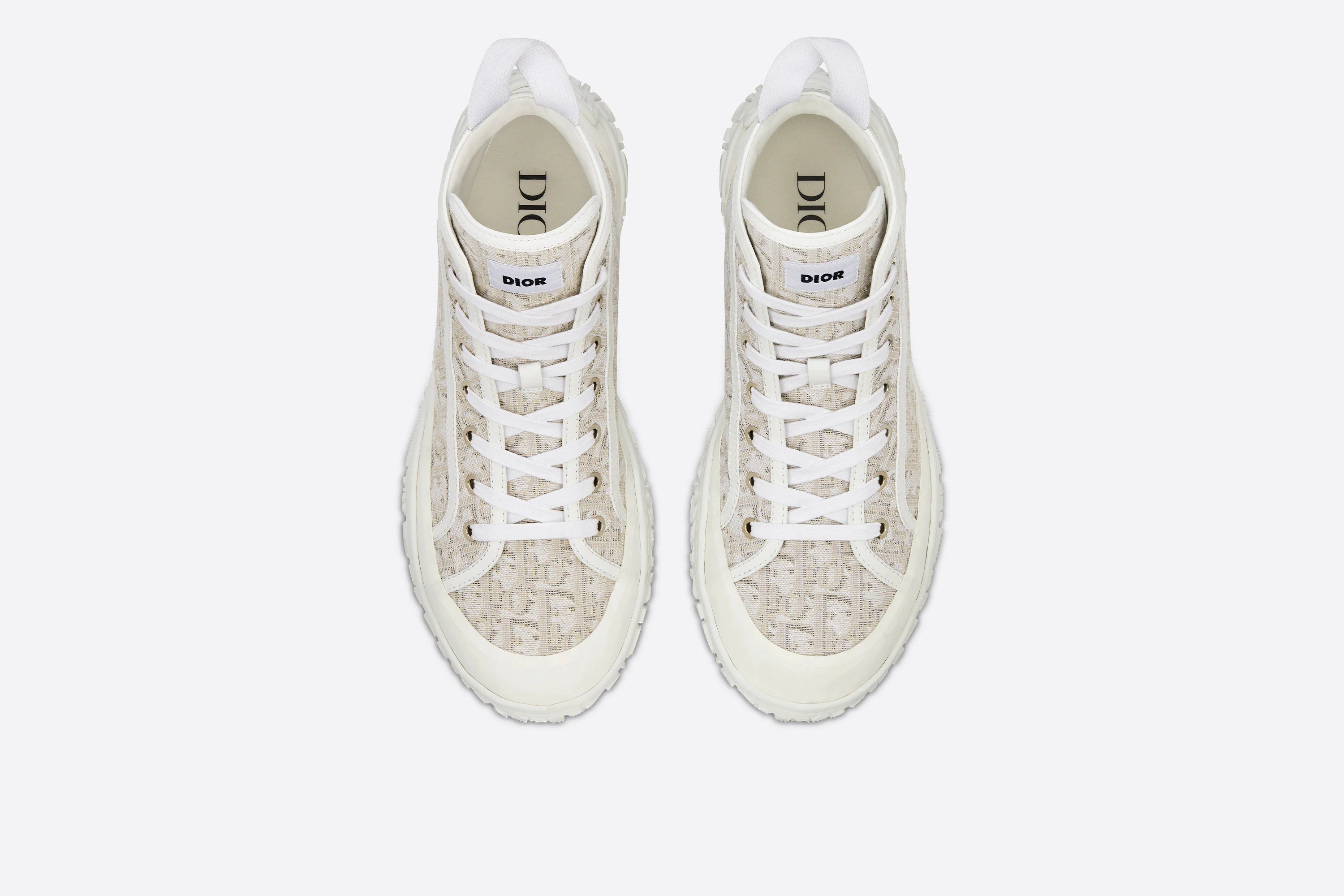 Dior DIORIZON ANKLE BOOT Off-White Dior Oblique Jacquard and White Rubber