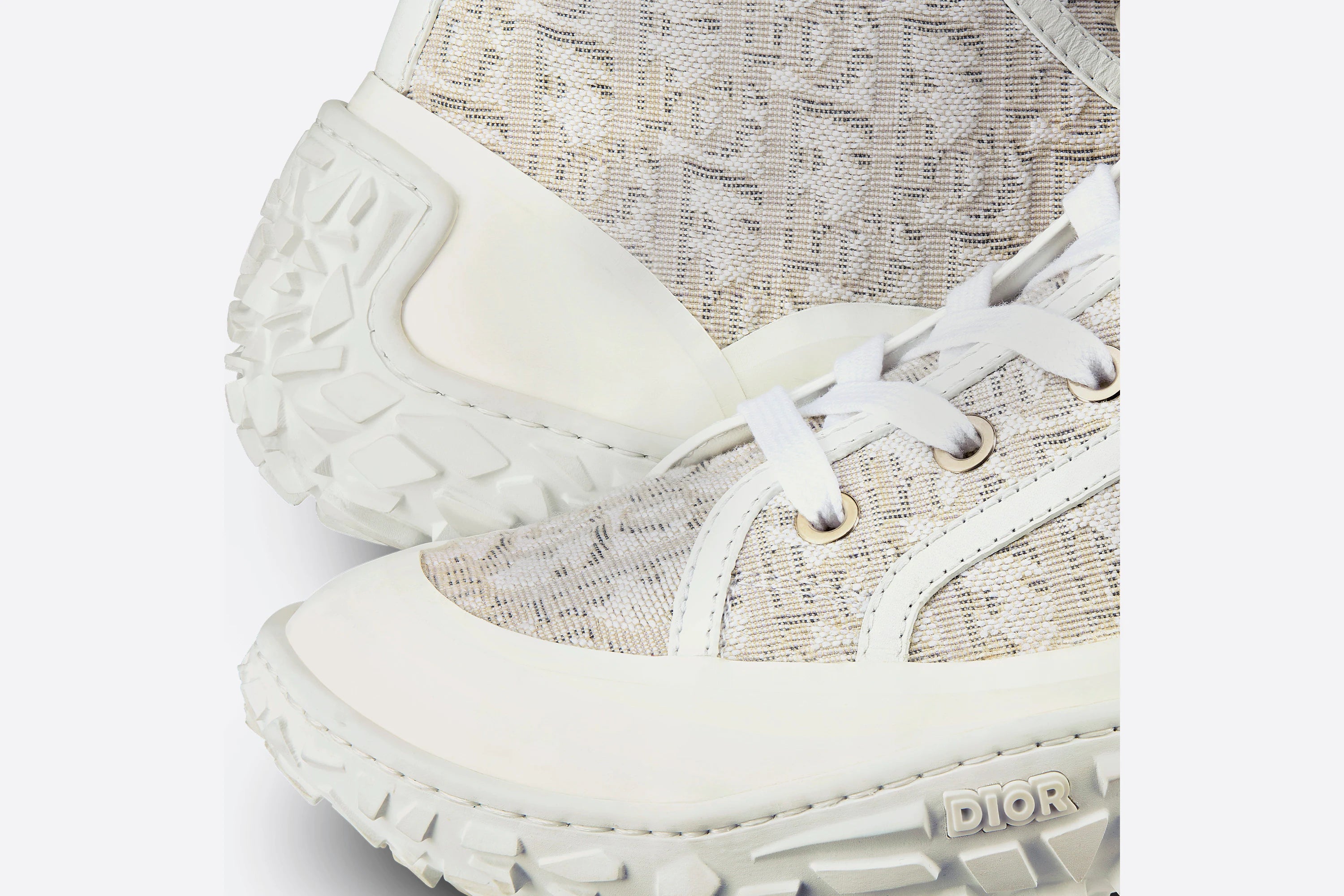 Dior DIORIZON ANKLE BOOT Off-White Dior Oblique Jacquard and White Rubber
