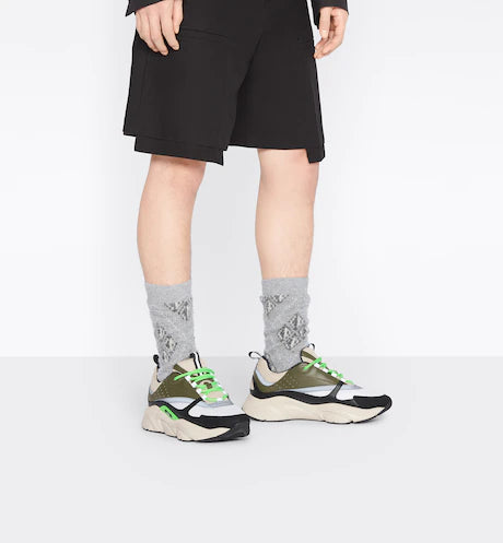 Dior B22 Cream and White Technical Mesh with Olive and Black