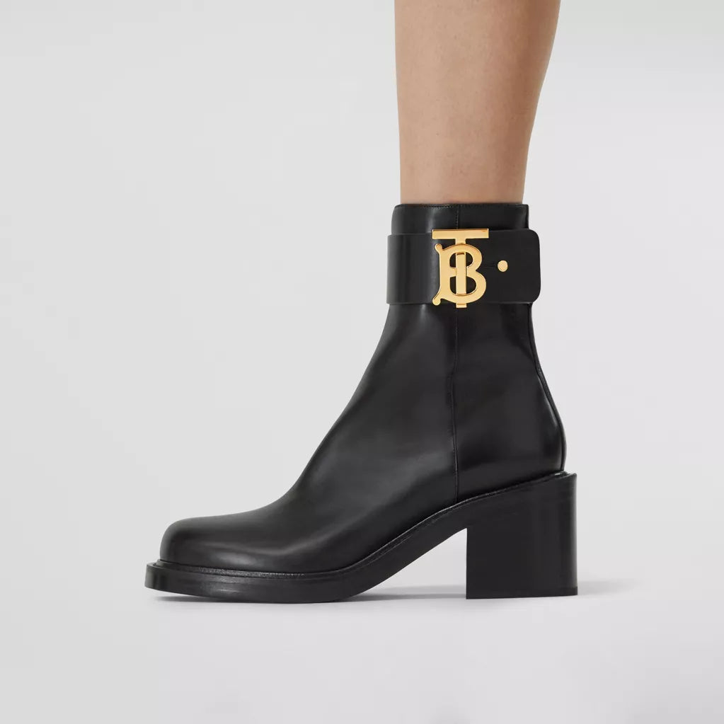 Burberry Monogram Motif Suede Block-heel Boots Chocolate