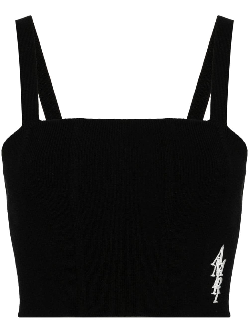 Logo-embroidered cropped top