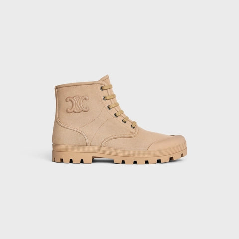 Celine Patapans Lace-up Boot in Canvas Sand