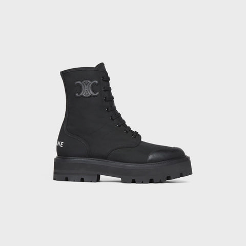 Celine Celine Bucky Laced up Boot in Nylon and Shiny Bull Black