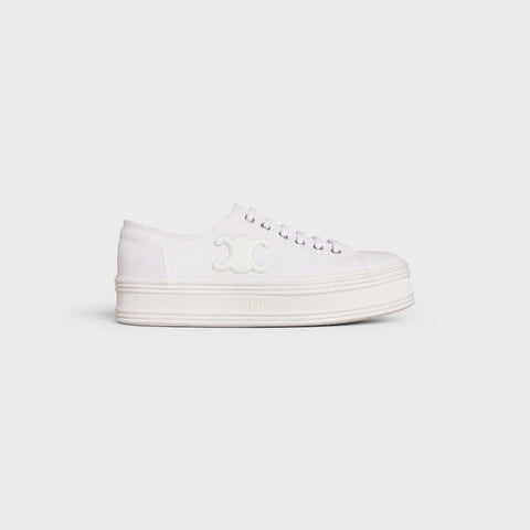 Celine Celine Trainer Low Lace-up Sneaker in Calfskin & Laminated Calfskin Optic White