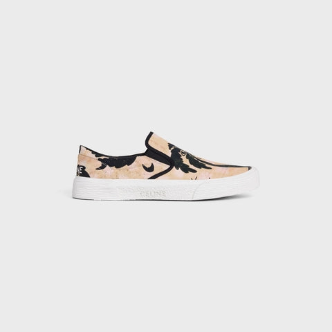 Celine Celine Elliot Slip-on in "Lost Paradise" Printed Canvas by ed Bronner Beige / Black