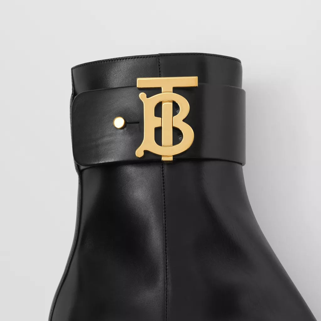 Burberry Monogram Motif Suede Block-heel Boots Chocolate