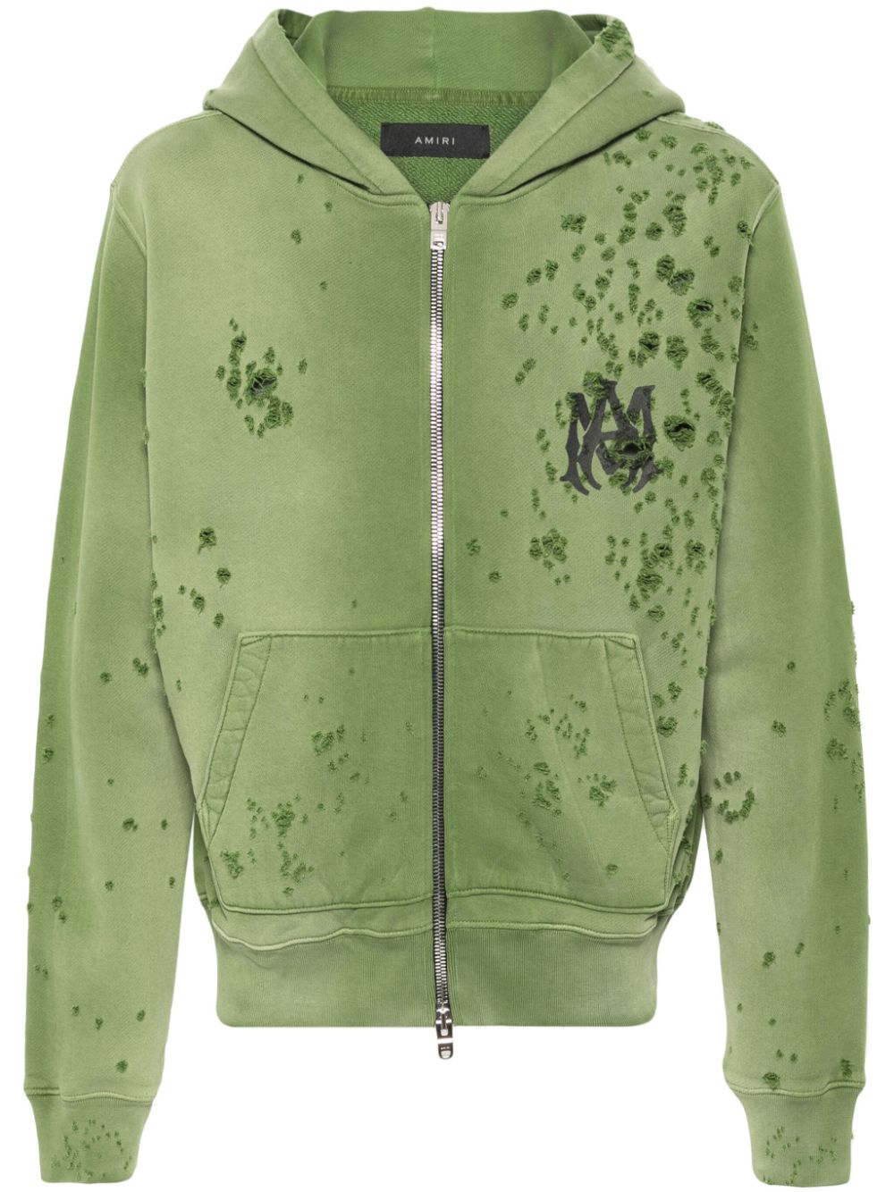 Logo-print distressed hoodie