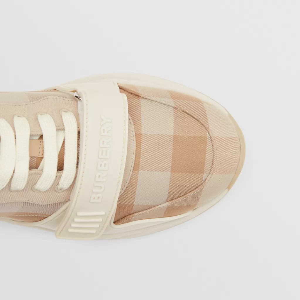 Burberry Check Cotton Sneakers Soft Fawn