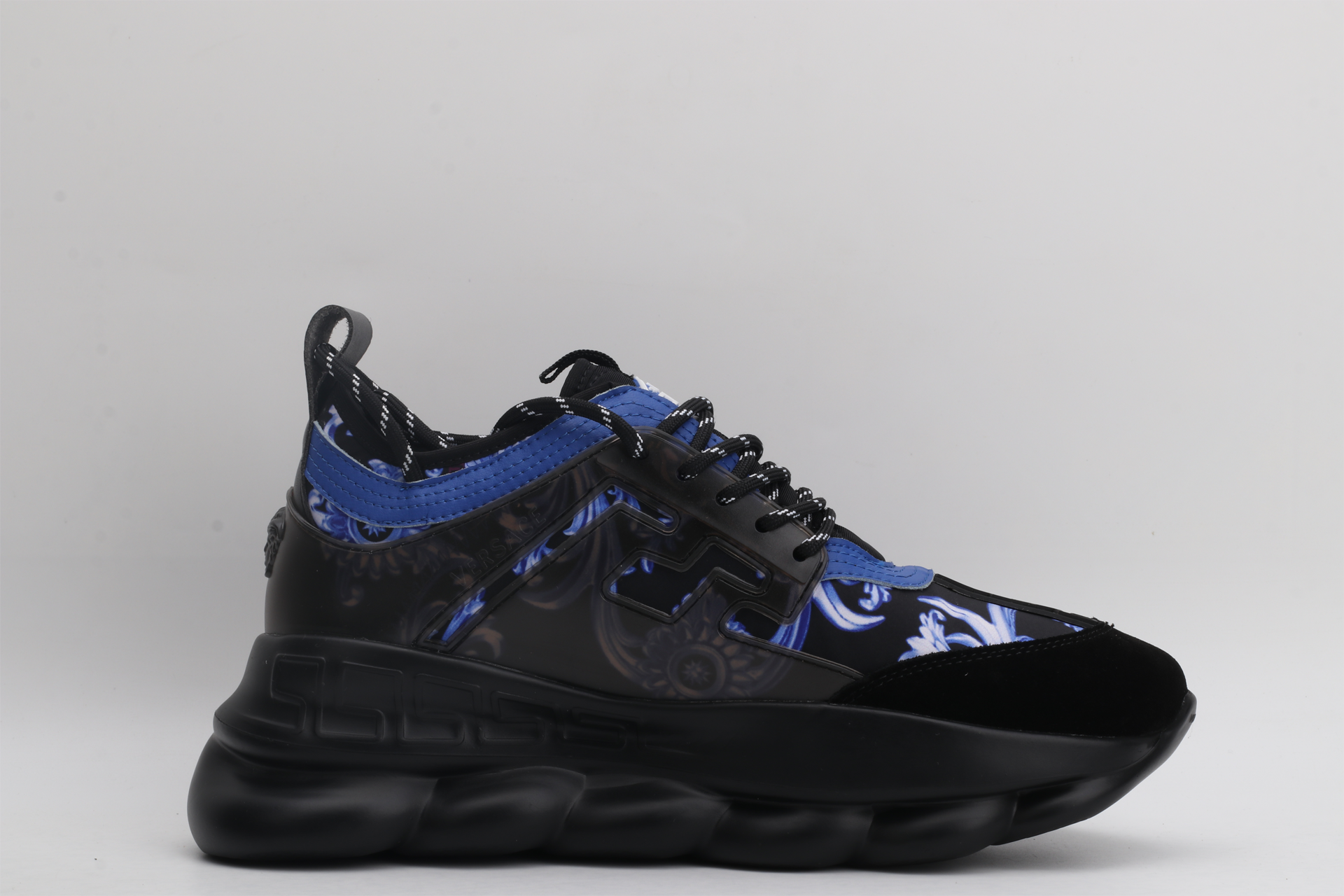 Versace Chain Reaction Trainers Black Blue
