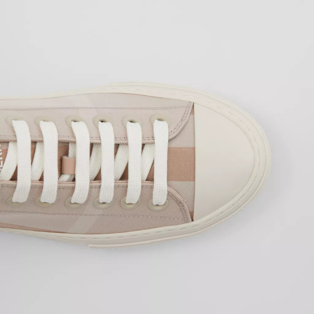 Burberry Check Cotton Sneakers Soft Fawn