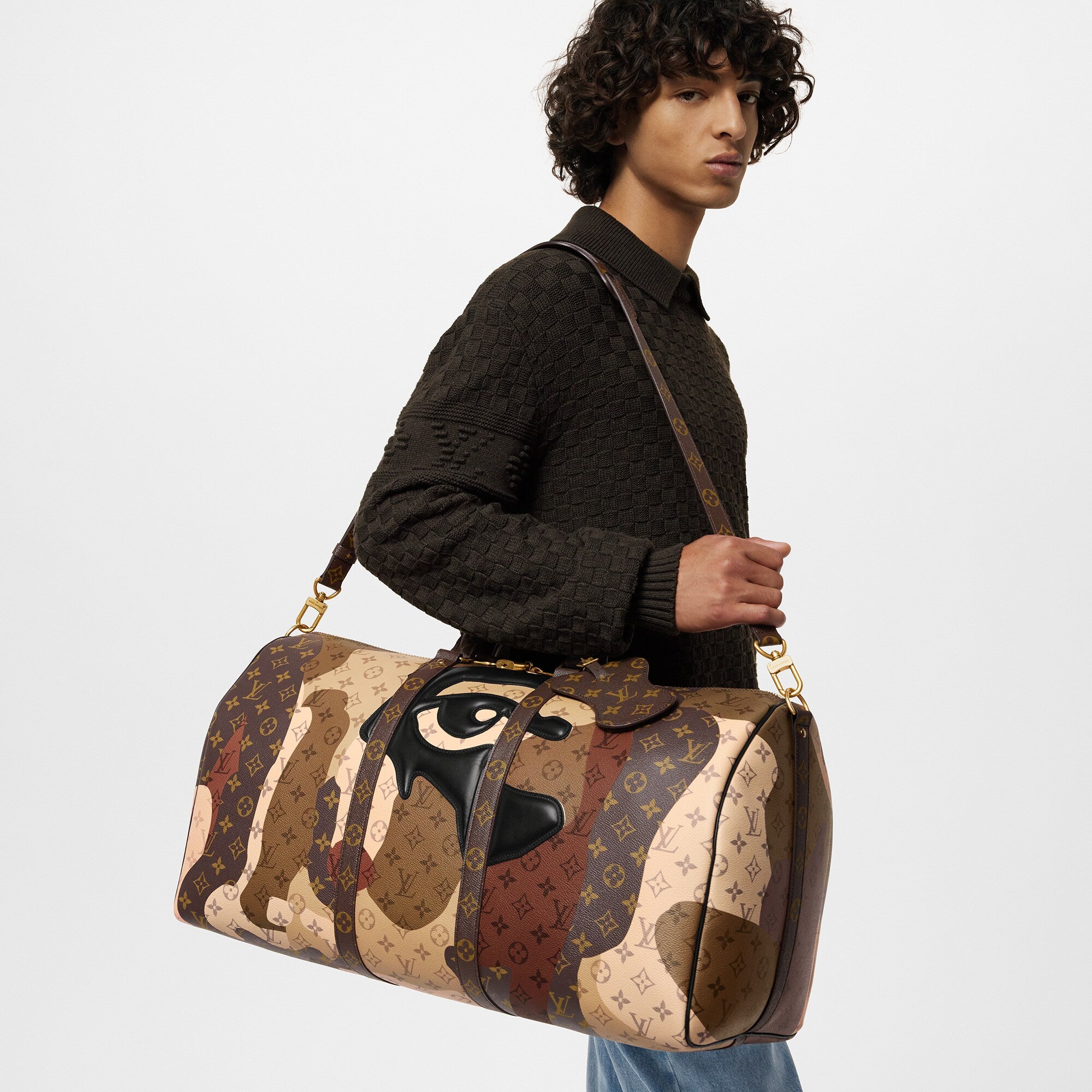Keepall Bandoulière 55 Monogram Coated Canvas and Cowhide Leather