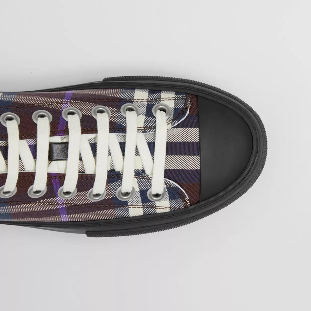 Burberry Check Cotton Sneakers Deep Maroon