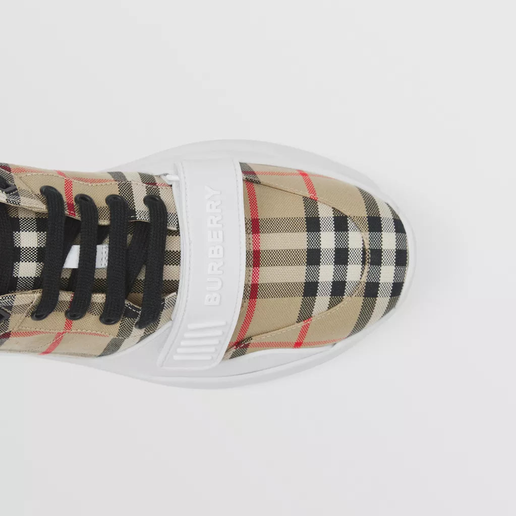 Burberry Vintage Check and Leather Sneakers Archive Beige