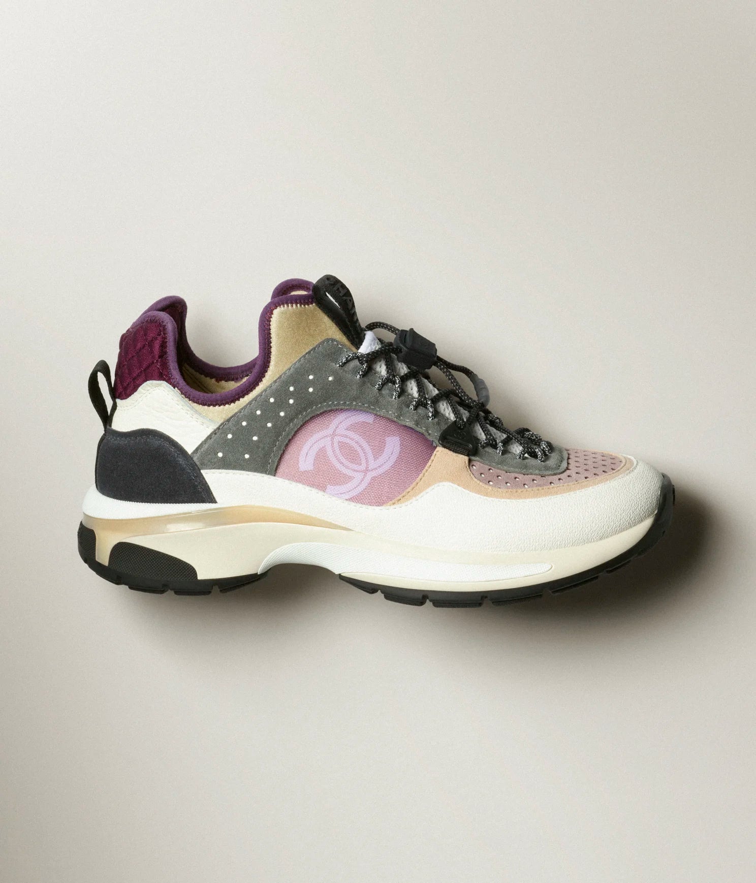 Chanel Chanel Sneaker Calfskin, Mesh & Fabric White, Gray, Purple
