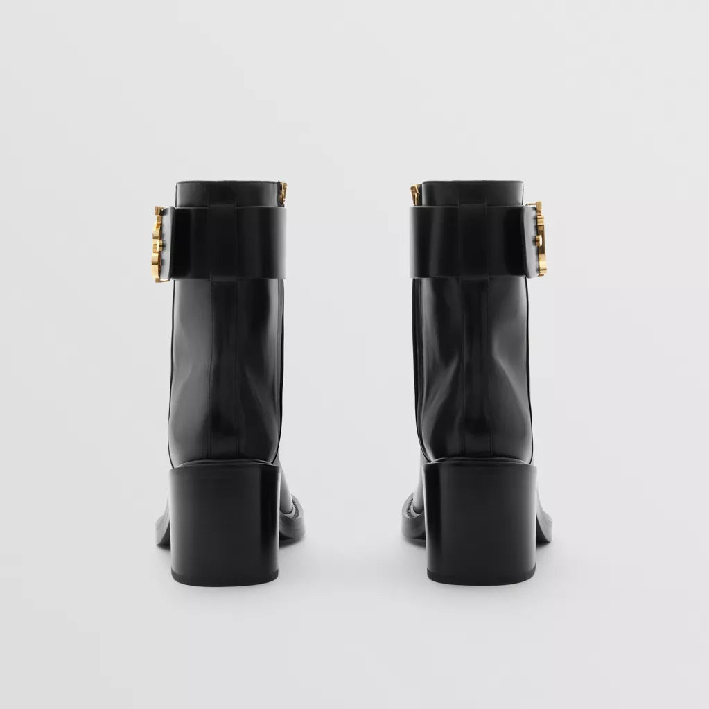 Burberry Monogram Motif Suede Block-heel Boots Chocolate