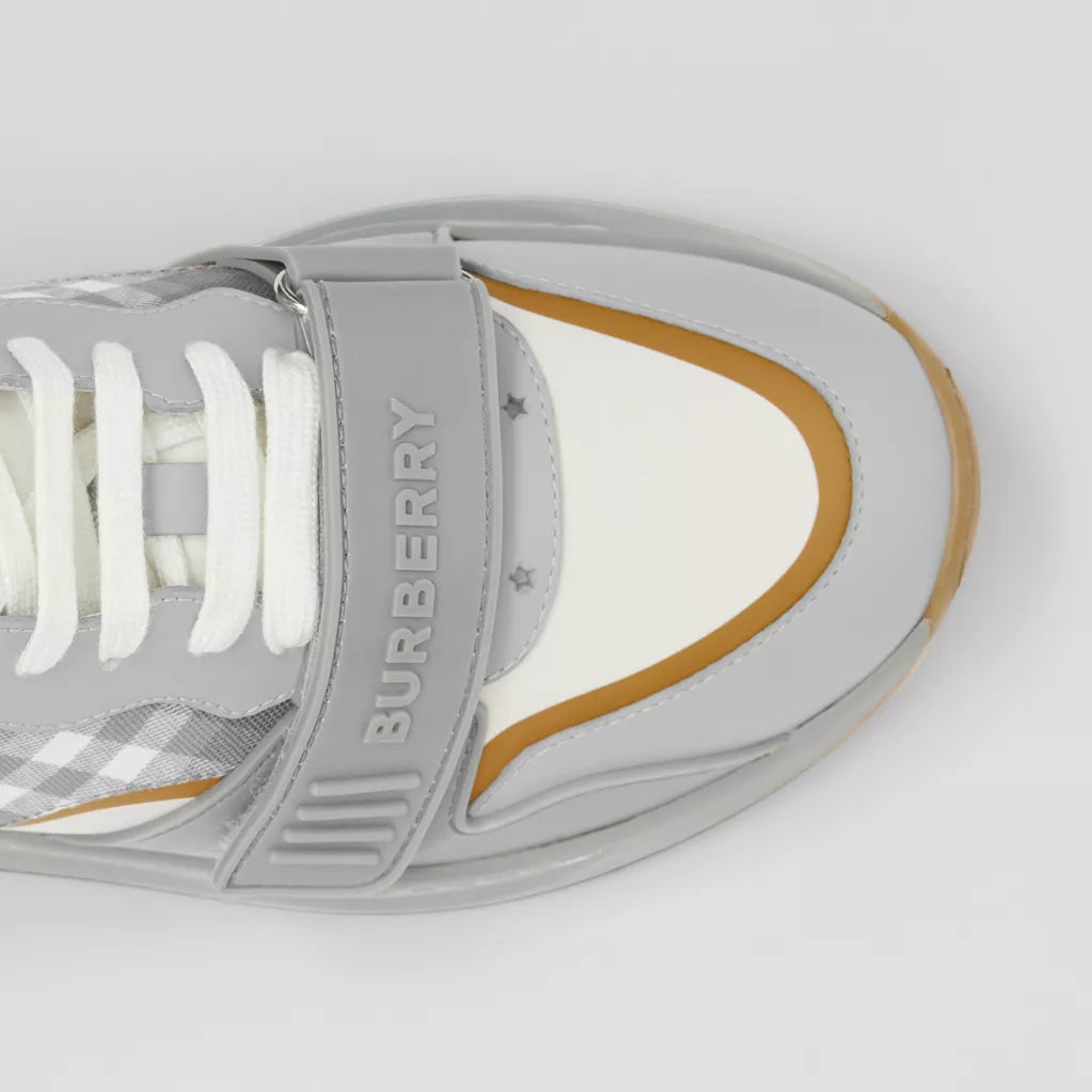 Burberry Check, Suede and Leather Sneakers Grey/Camel